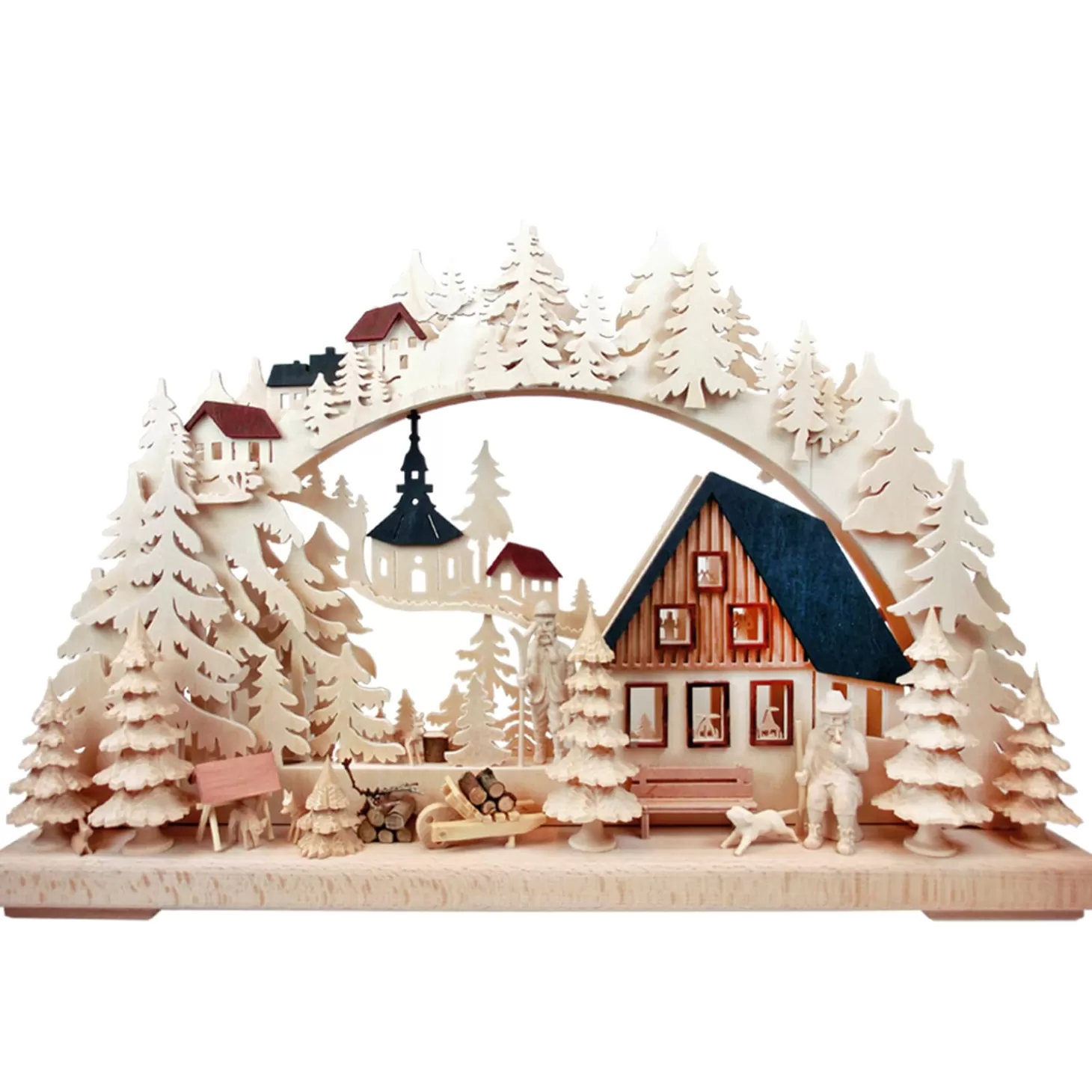 RATAGS Holzdesign Schwibbogen>3-D Schwibbogen "Lumberjack House", 230V With Usb A Port