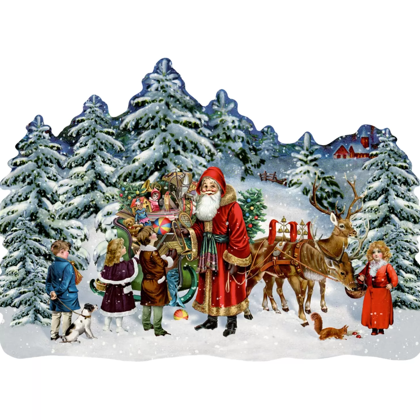 * Advent Decorations & Calendars>Advent Calendar "Sledge In The Winter Forest"