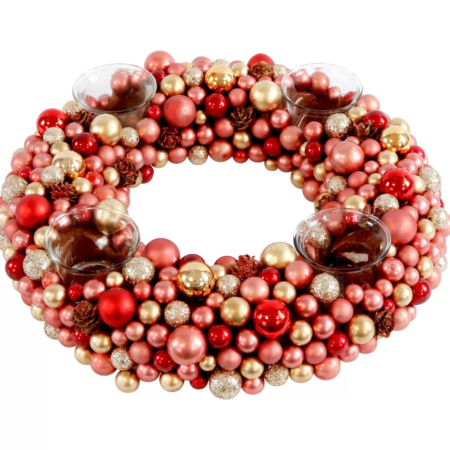 * Advent Decorations & Calendars>Advent Wreath Made Of Baubles, Red-Gold
