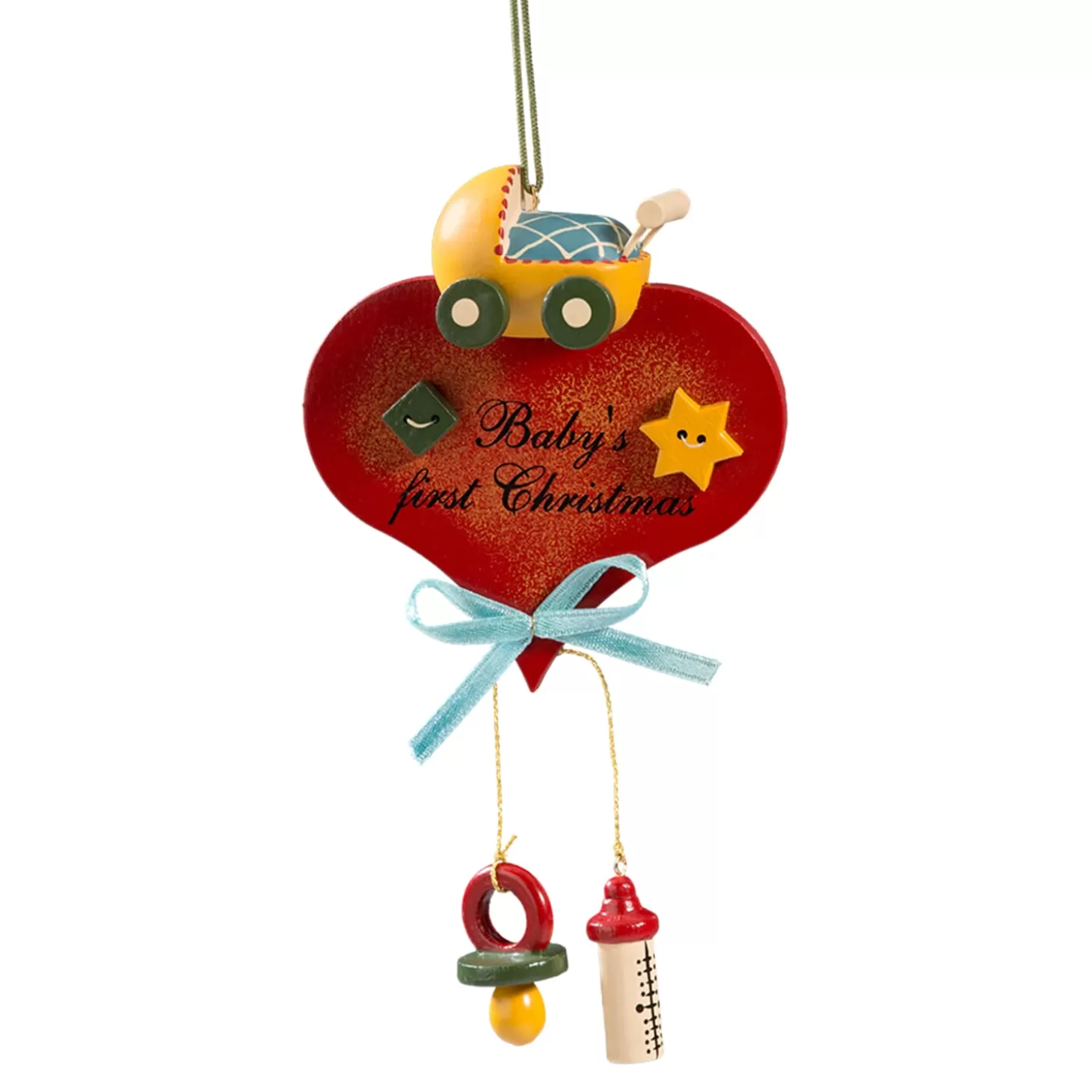 * Wood Tree Decorations>Baby's First Christmas (Pram)