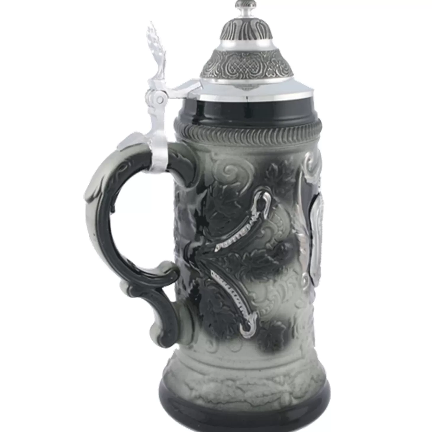 * Beer Steins>Beer Stein With Tin Lid "Picture Of Rothenburg", Grey, 0,5L