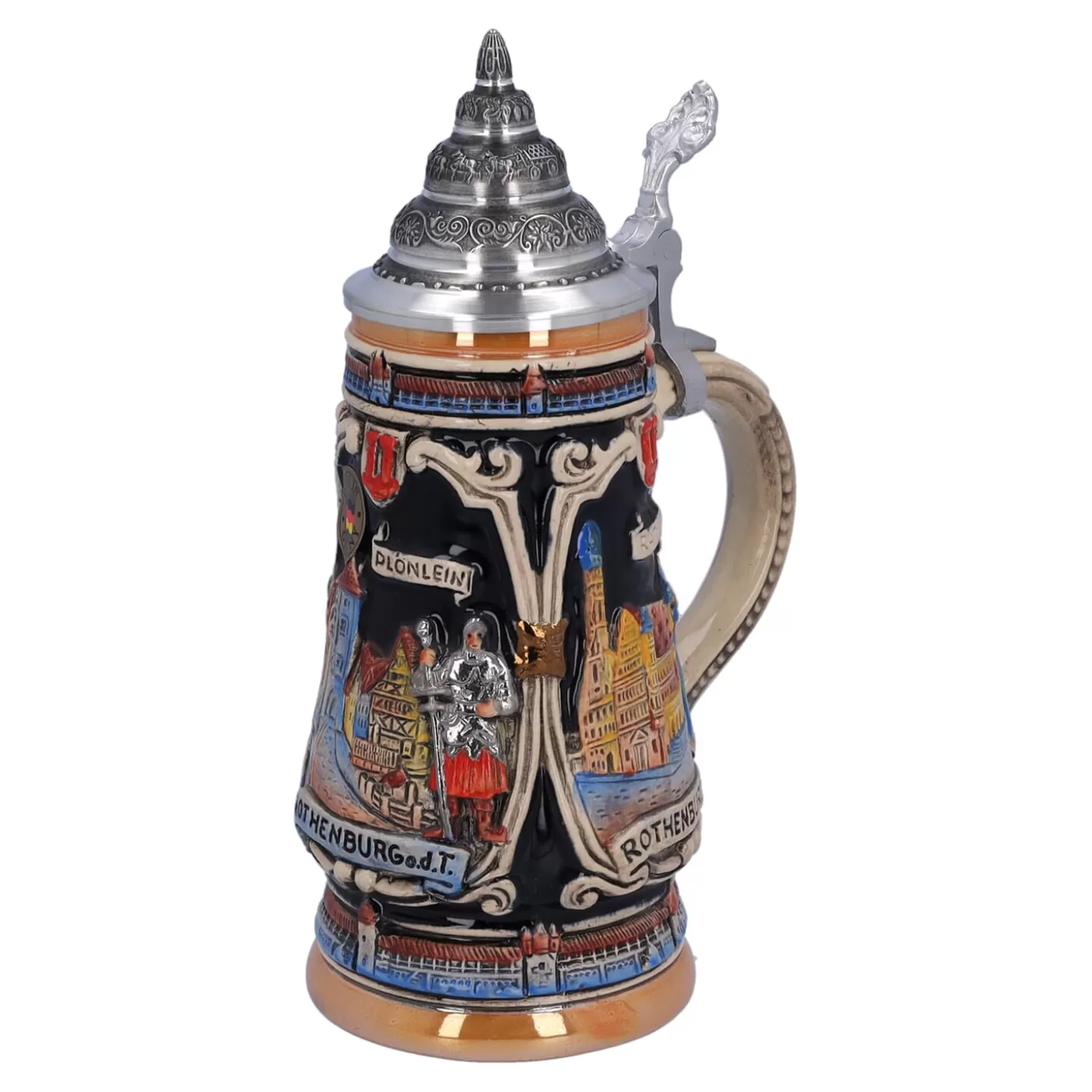 * Beer Steins>Beer Stein With Tin Lid "Rothenburg With Knight", 0.25 L