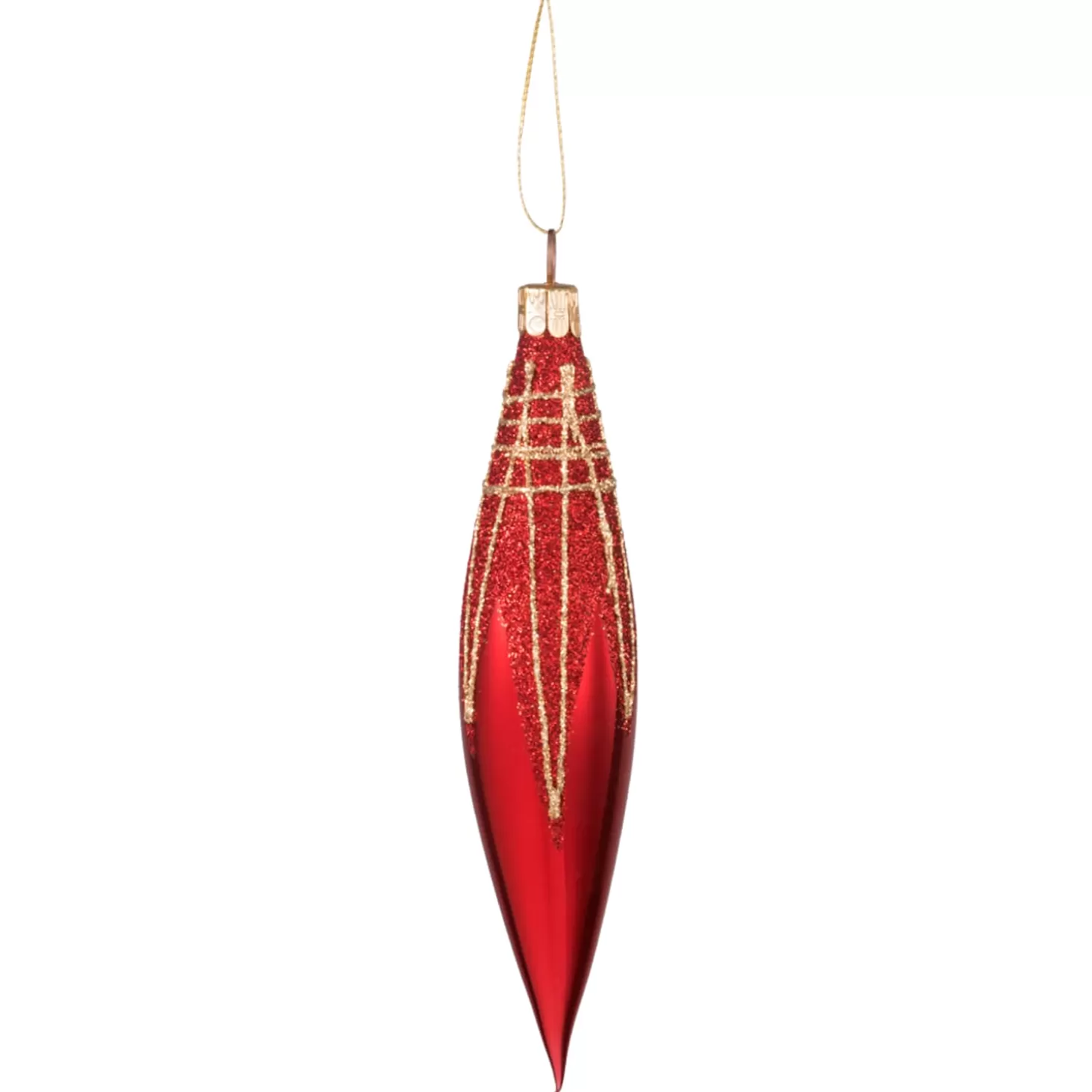 * Tree Baubles And Set Offers>Cone Red With Glitter Roof