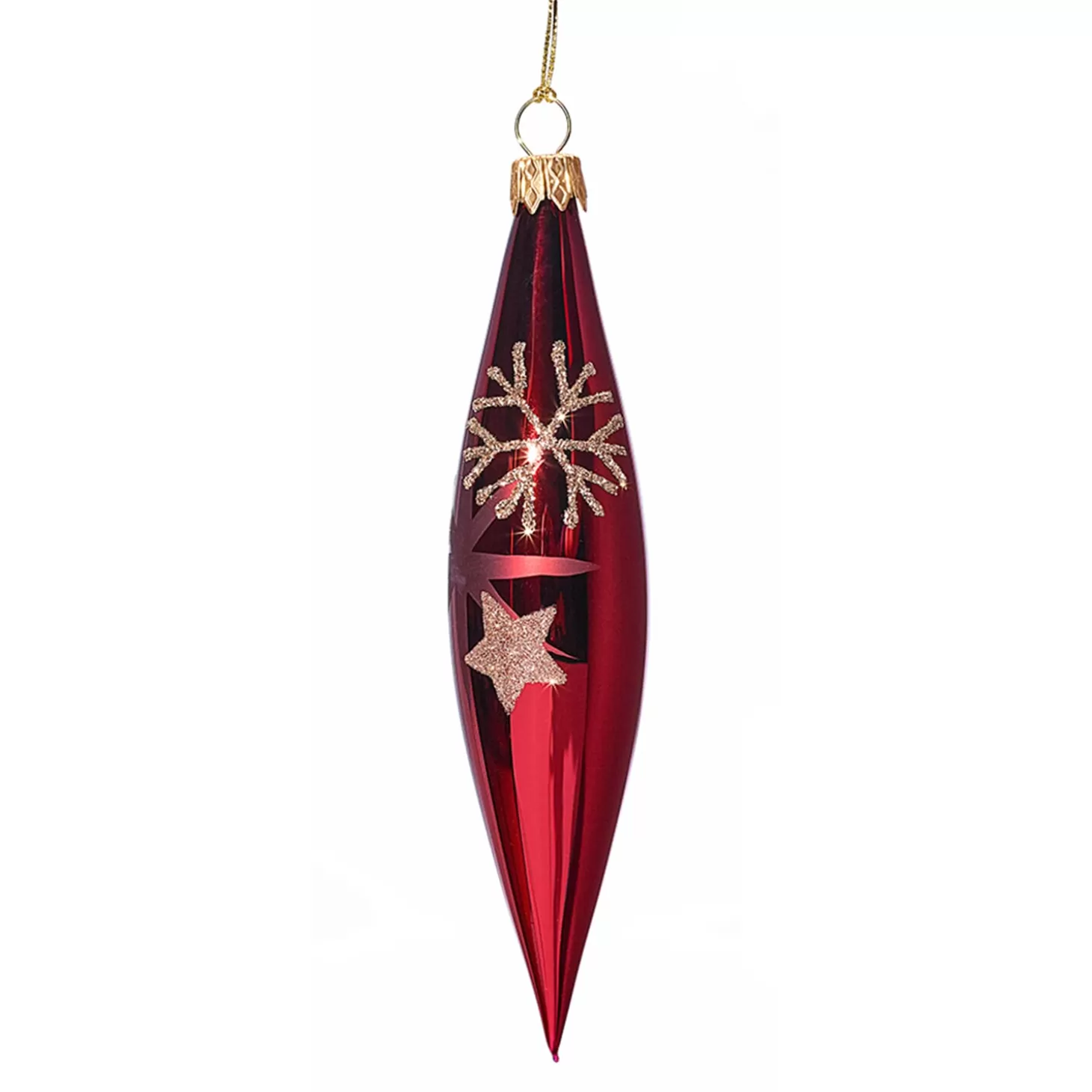 * Tree Baubles And Set Offers>Cone Red With Golden Stars And Flakes