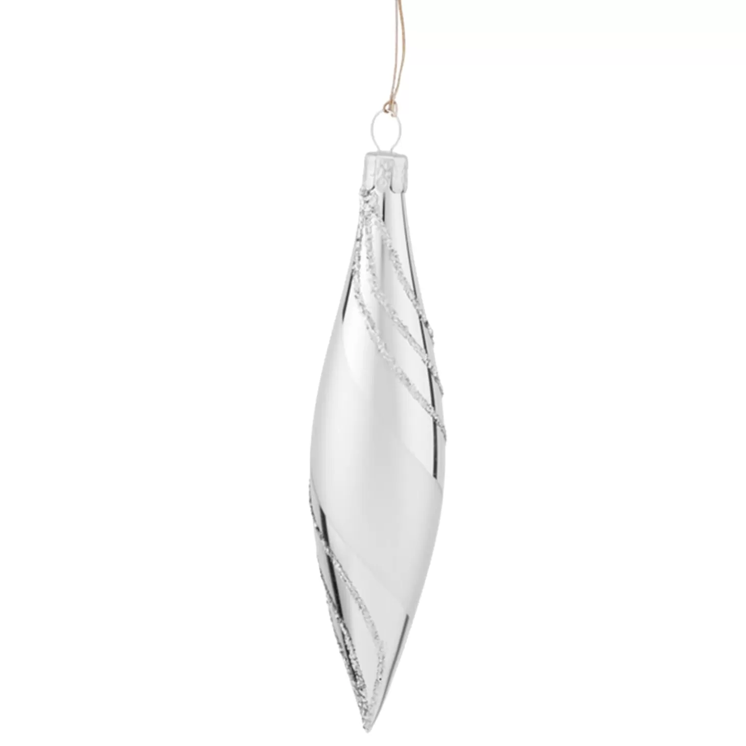 * Tree Baubles And Set Offers>Cone Silver With Glitter Decor
