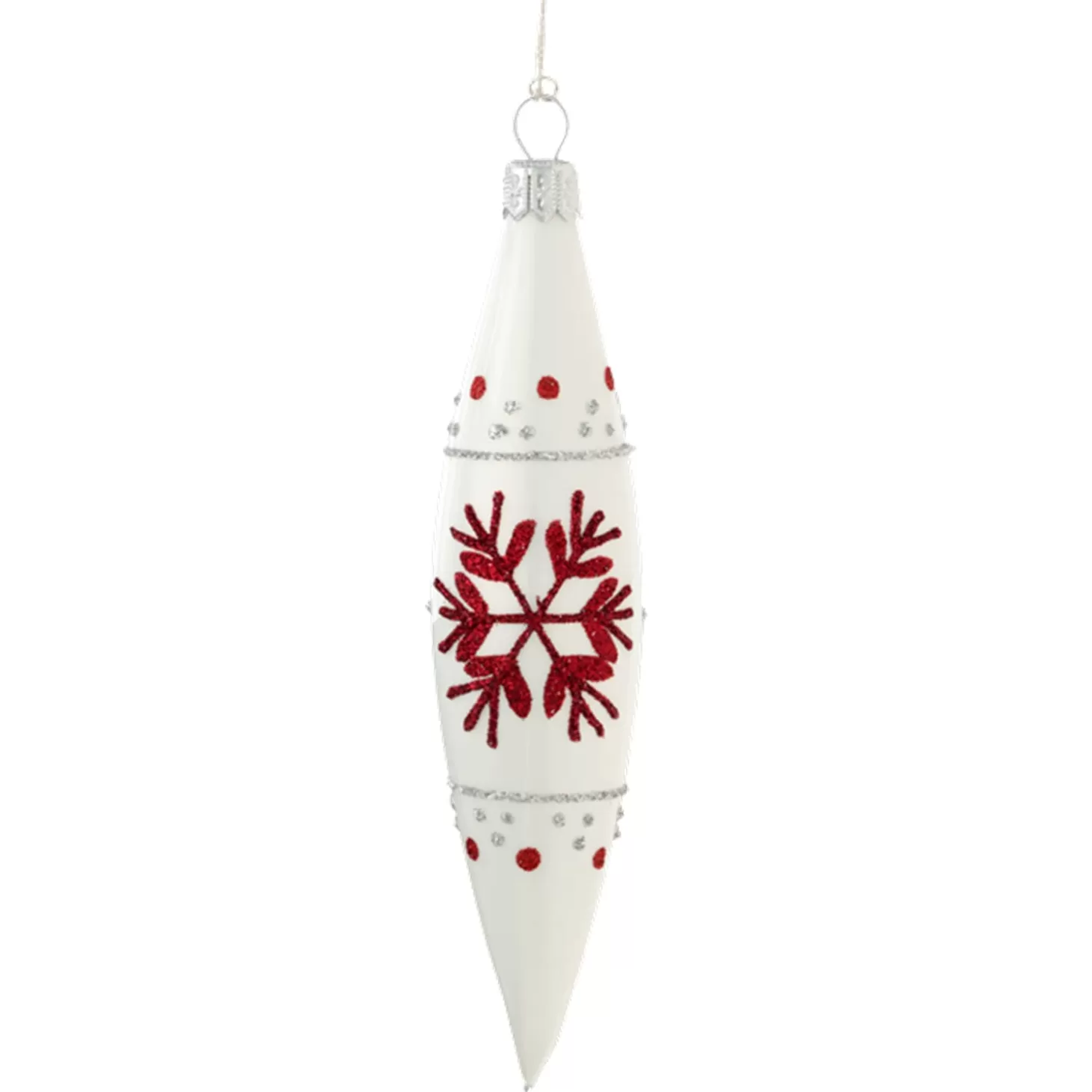 * Tree Baubles And Set Offers>Cone White With Red Snowflakes