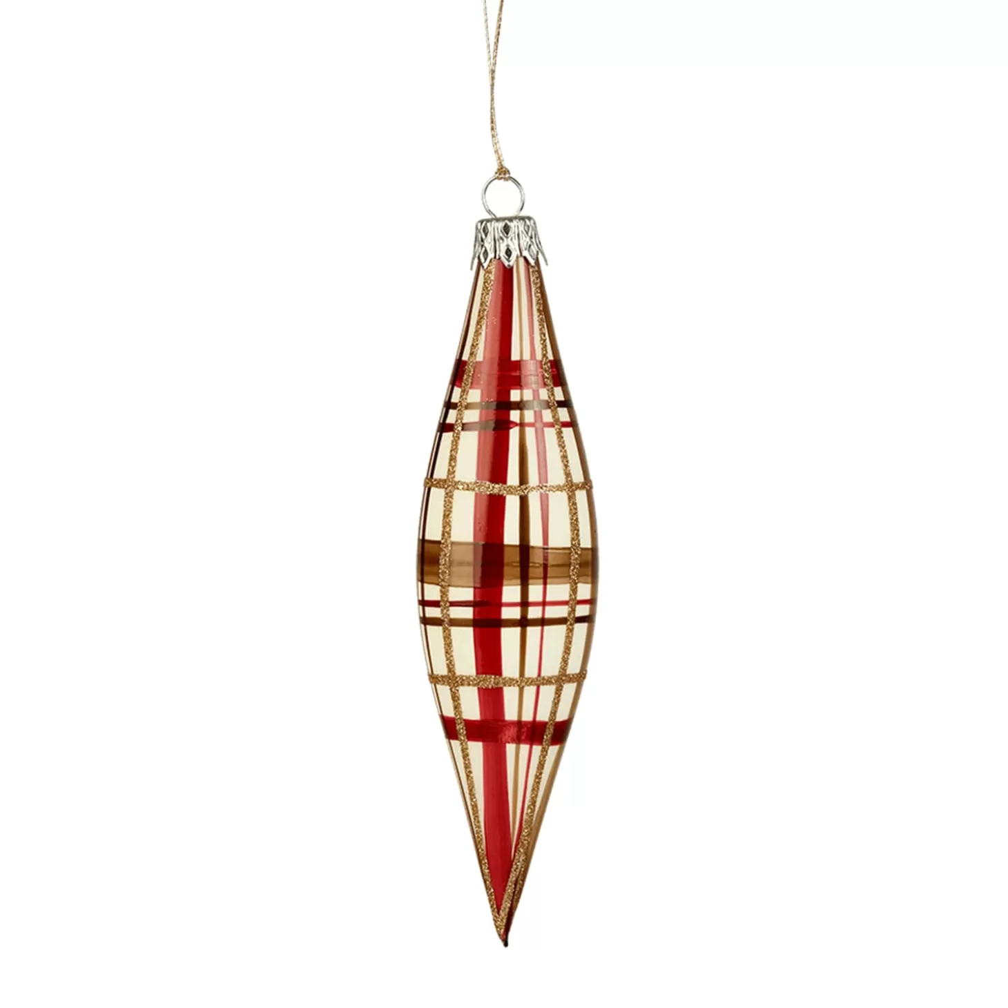 * Tree Baubles And Set Offers>Cone With Check Pattern White Matt