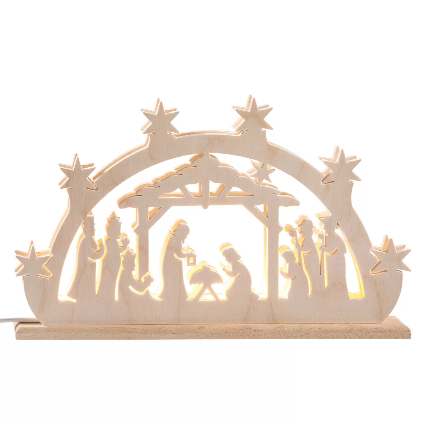 RATAGS Holzdesign Schwibbogen>Double Schwibbogen "Holy Night", 230V With Usb A Port