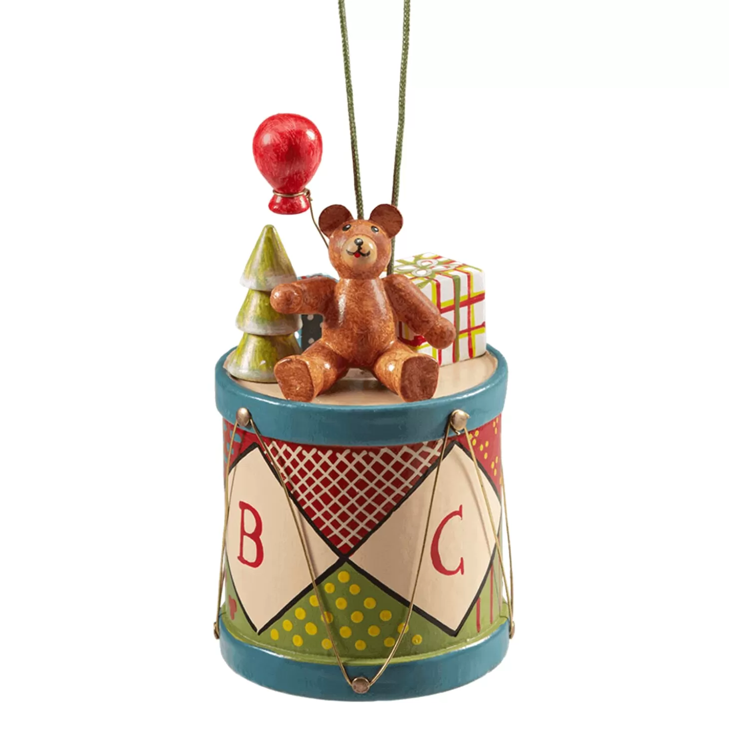 * Wood Tree Decorations>Drum With Teddy