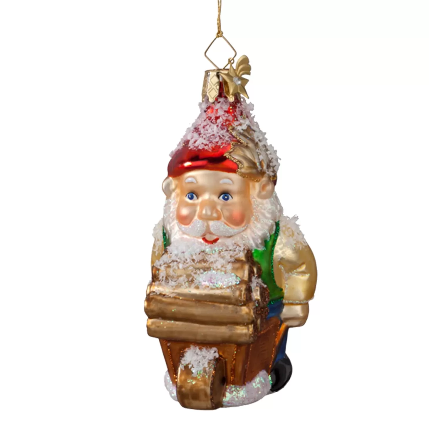 Poesie in Glas Glass Tree Decorations>Garden Dwarf With Wheelbarrow