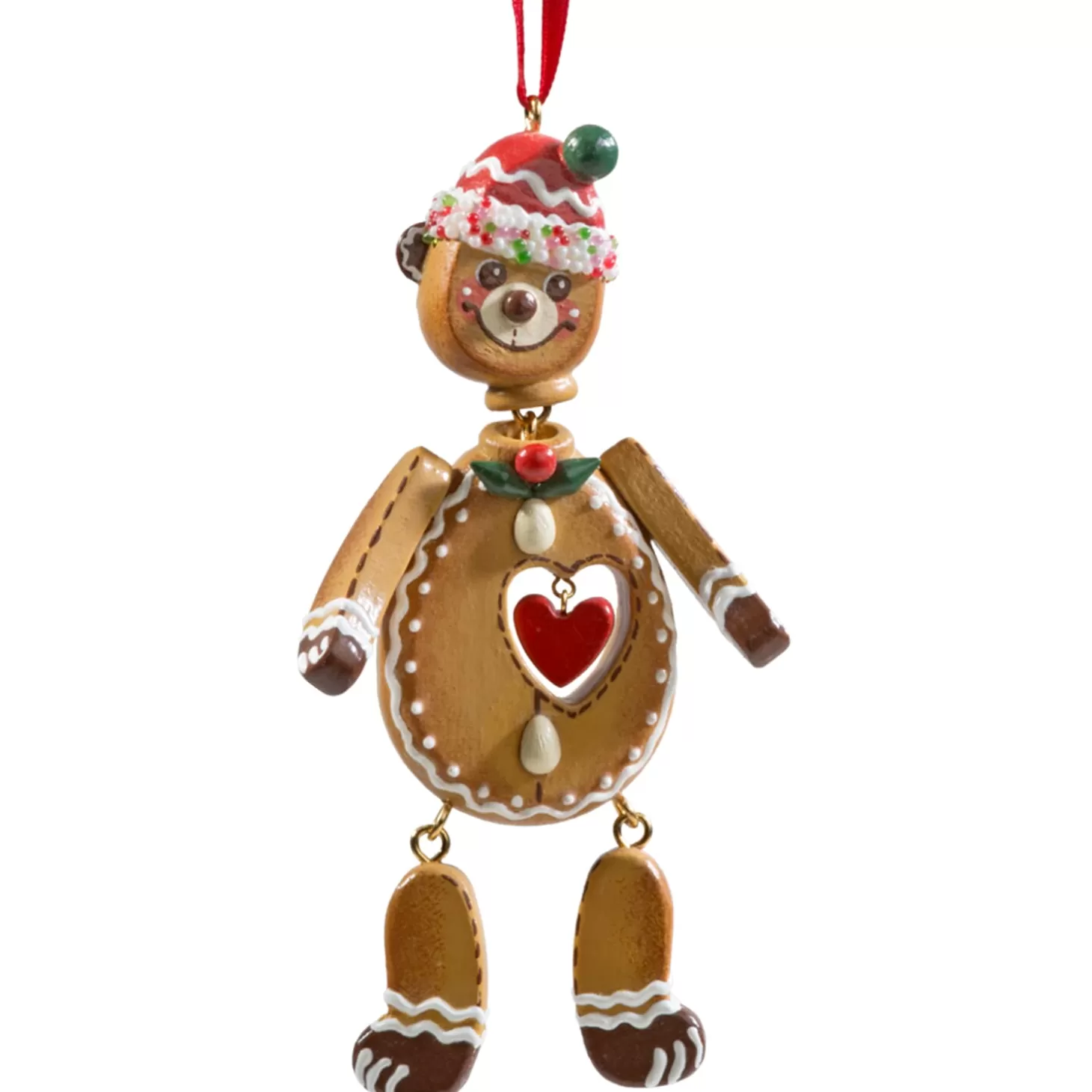 * Wood Tree Decorations>Gingerbread Bear With Heart