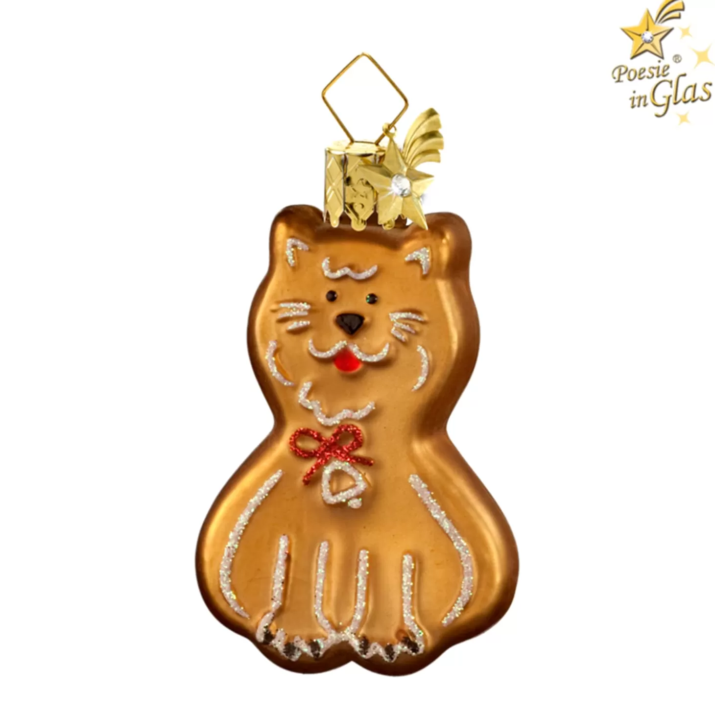 Poesie in Glas Glass Tree Decorations>Gingerbread Cat