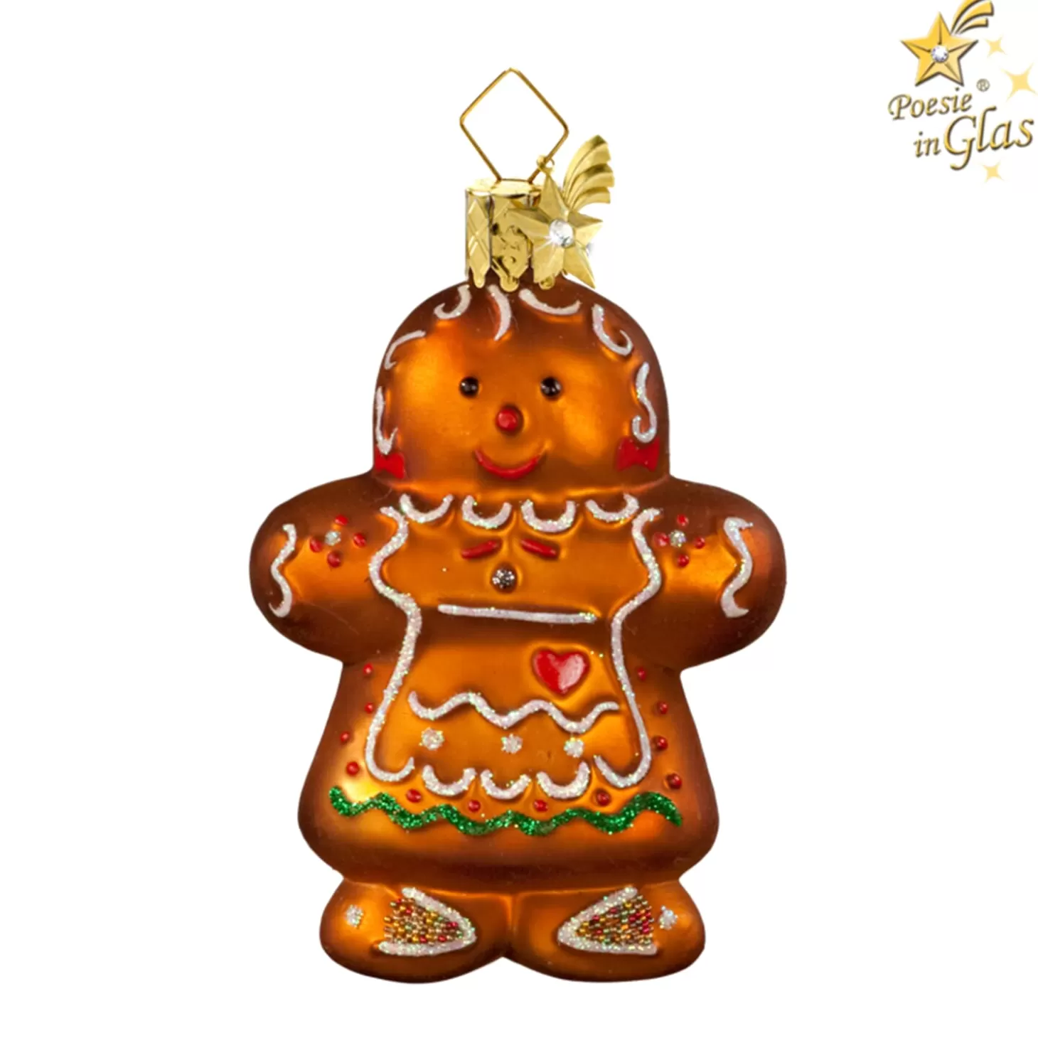 Poesie in Glas Glass Tree Decorations>Gingerbread Girl