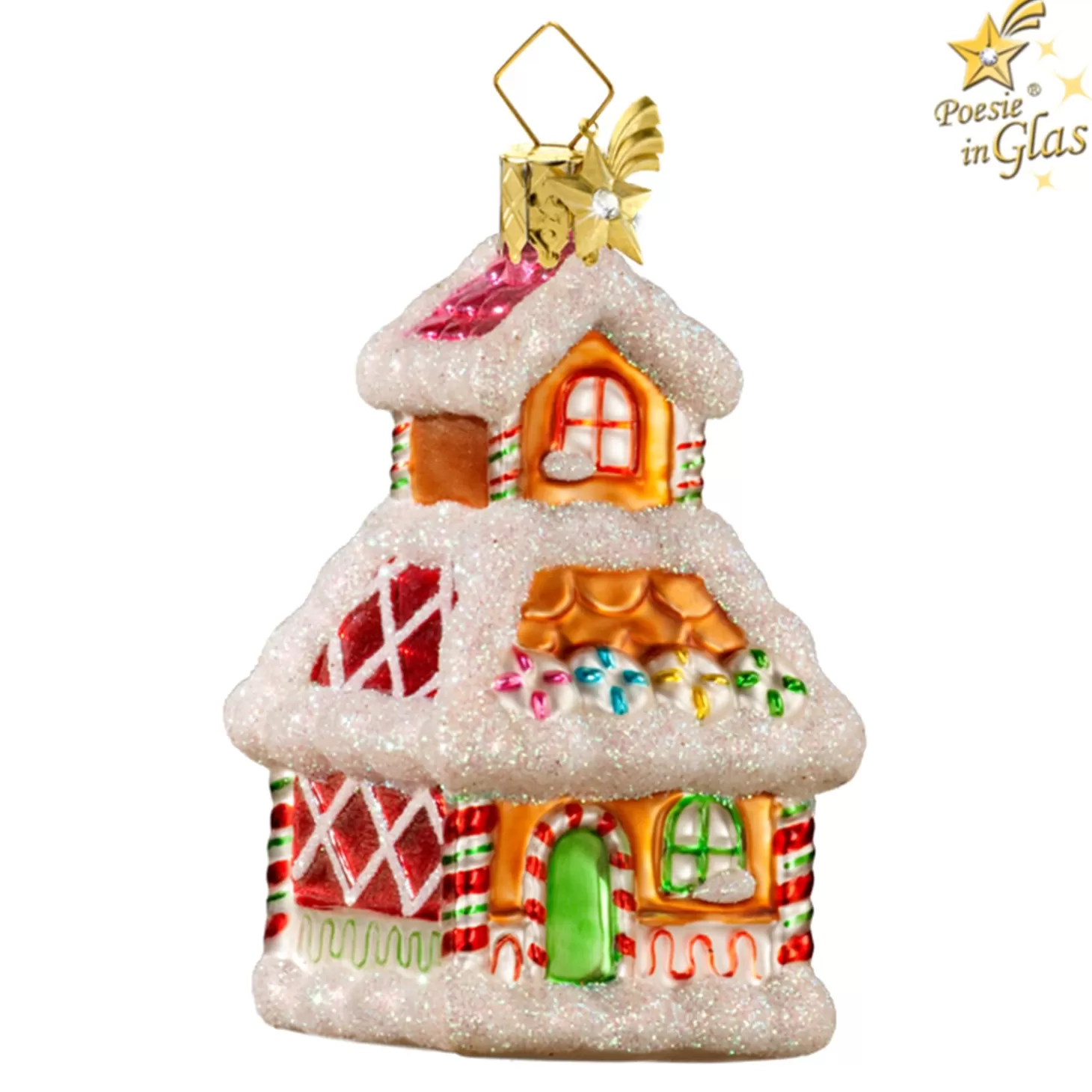 Poesie in Glas Glass Tree Decorations>Gingerbread House