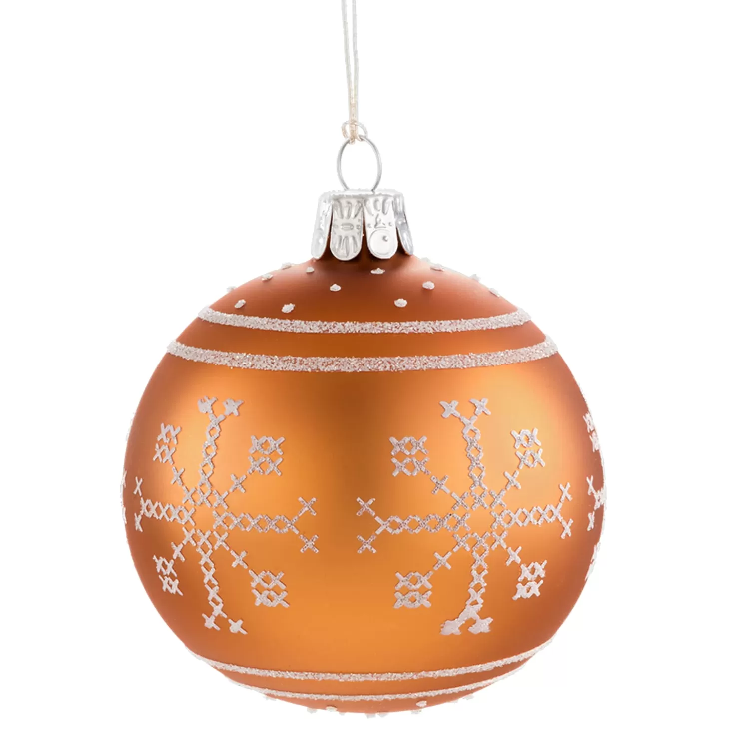 * Tree Baubles And Set Offers>Glas Bauble Orange With White Pattern, 7 Cm