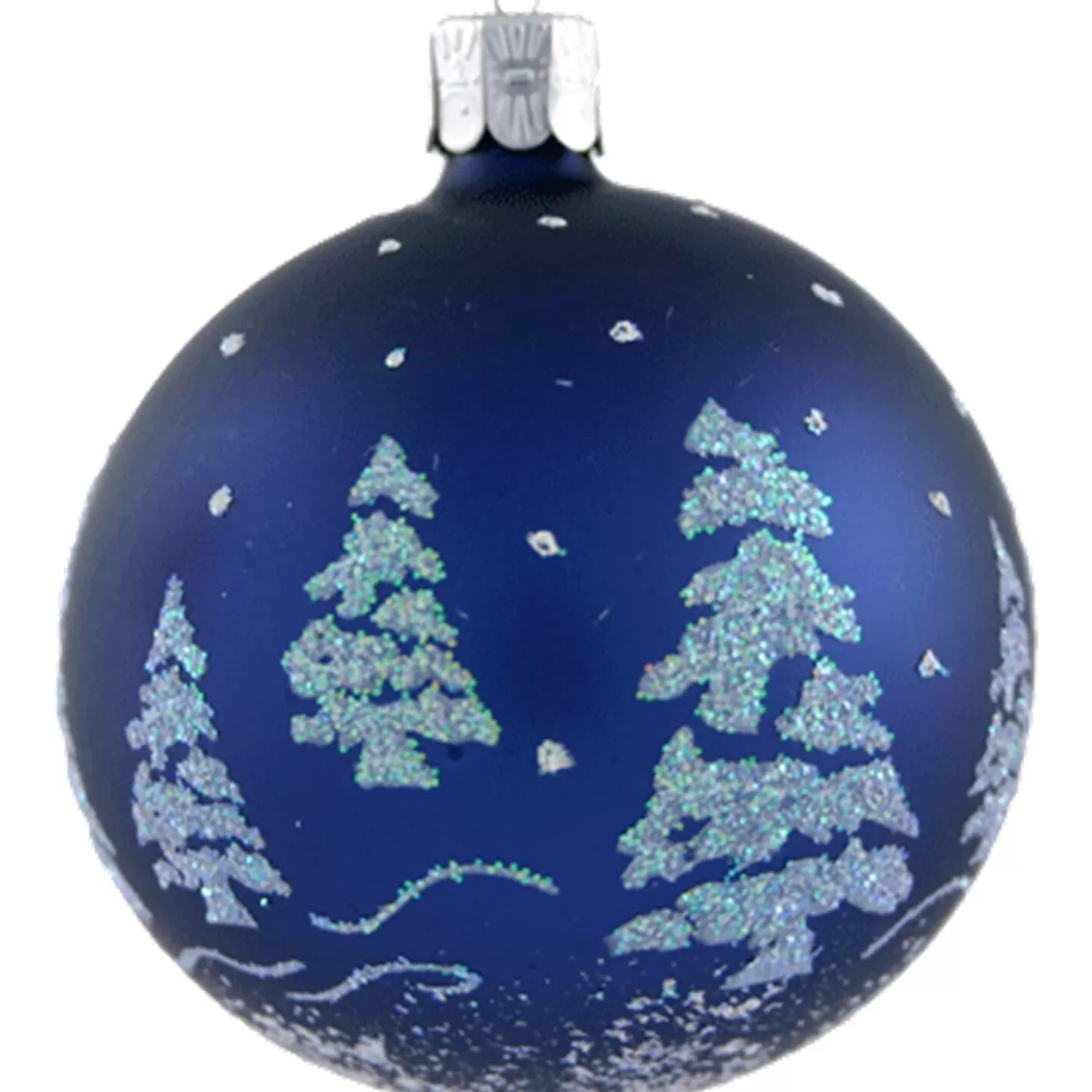 * Tree Baubles And Set Offers>Glass Bauble Blue With Glimmer Trees, 7 Cm