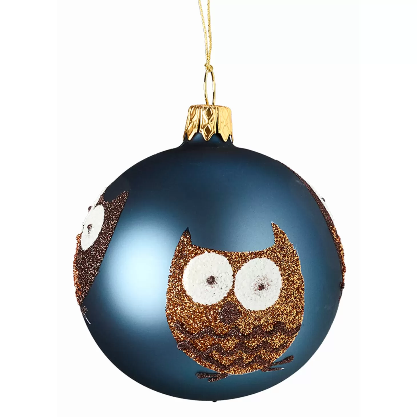 * Tree Baubles And Set Offers>Glass Bauble Blue With Owls, 7Cm