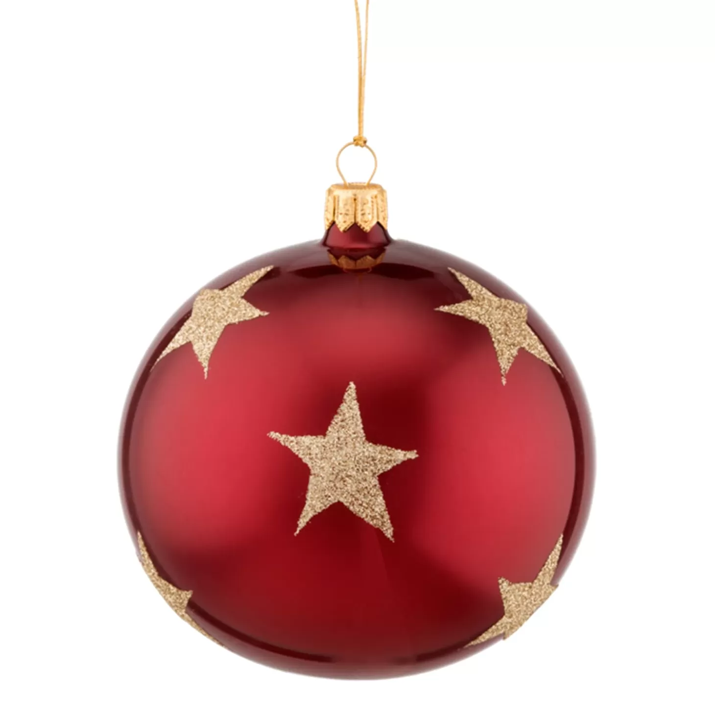 * Tree Baubles And Set Offers>Glass Bauble Bordeaux With Golden Stars, 10 Cm