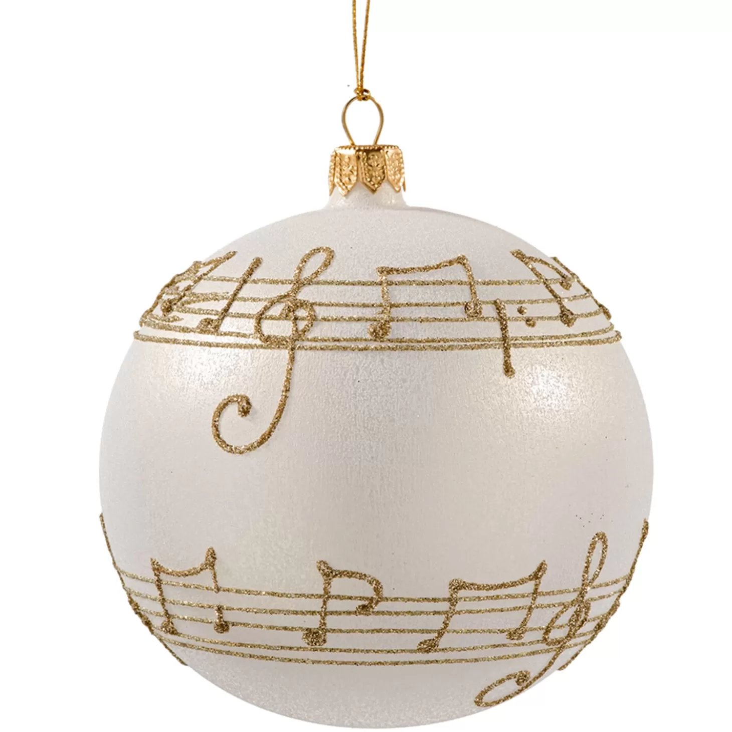 * Tree Baubles And Set Offers>Glass Bauble Cream Colored With Musical Notes, 10 Cm