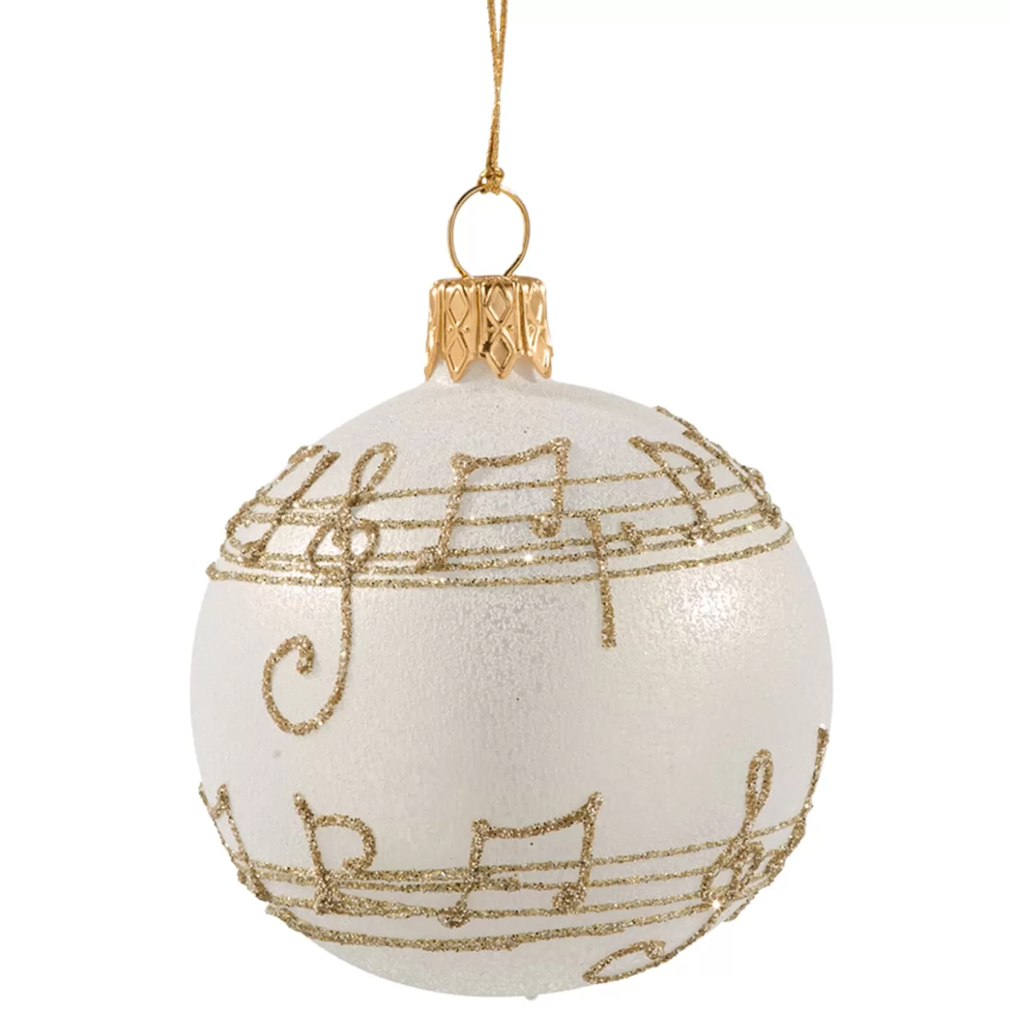 * Tree Baubles And Set Offers>Glass Bauble Cream Colored With Musical Notes, 6 Cm