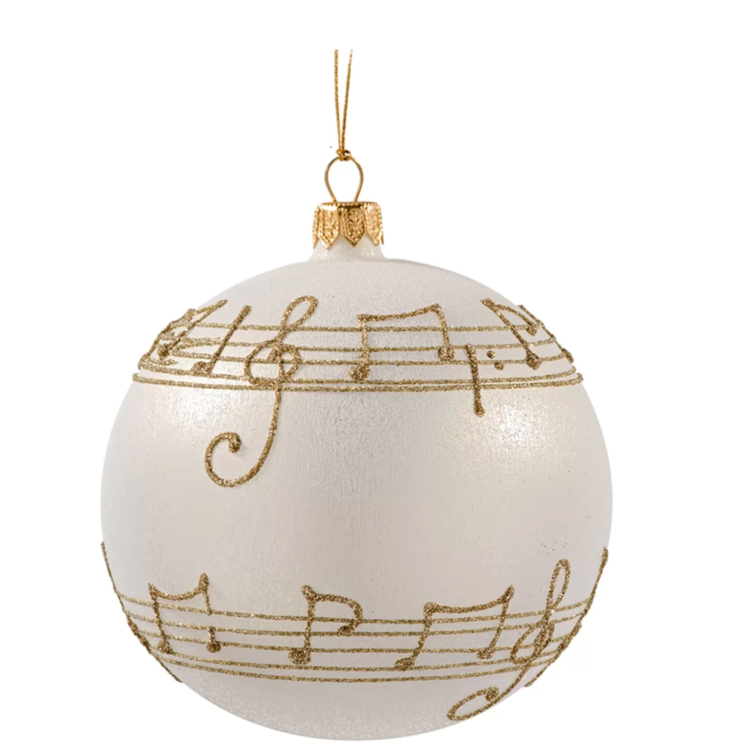 * Tree Baubles And Set Offers>Glass Bauble Cream Colored With Musical Notes, 8 Cm