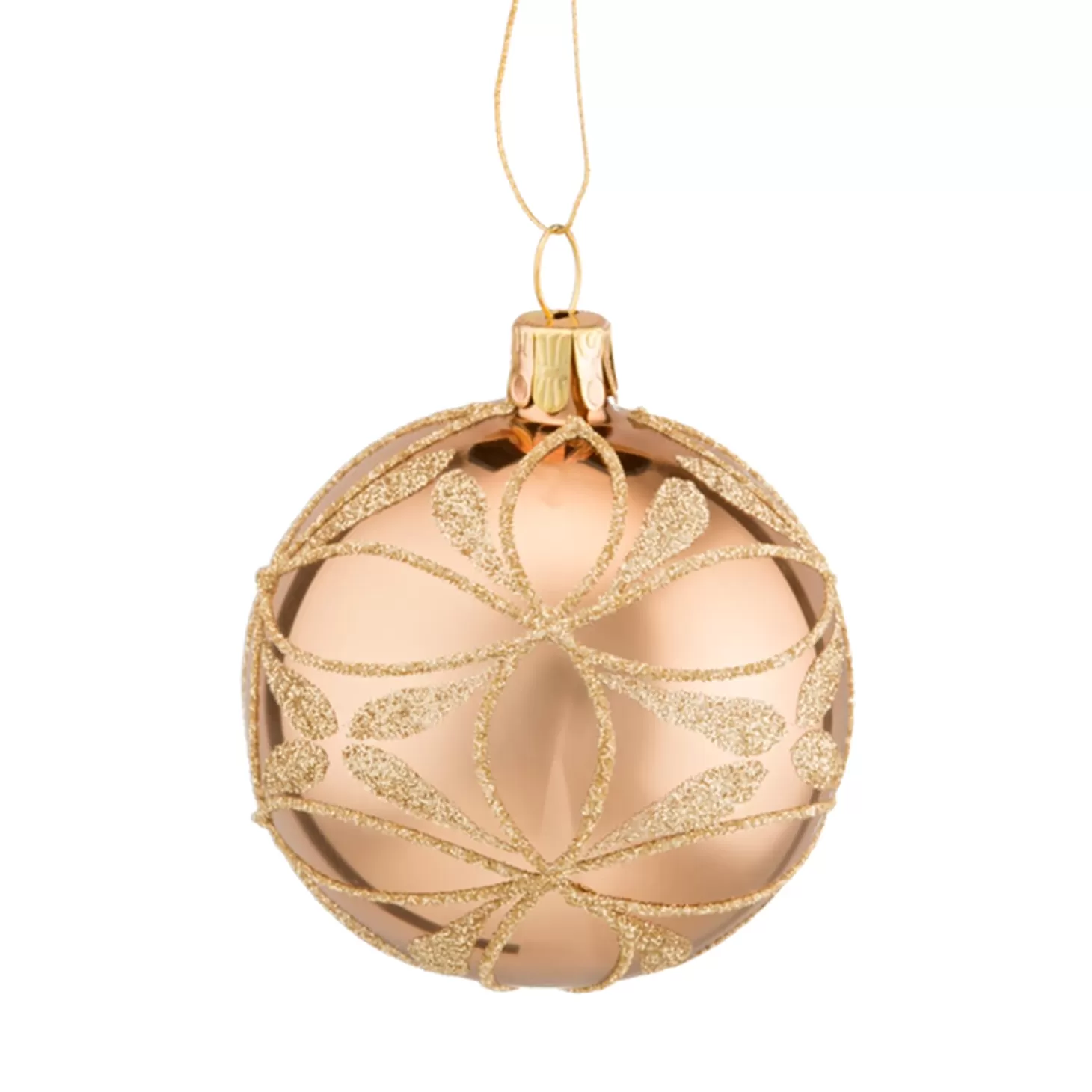 * Tree Baubles And Set Offers>Glass Bauble Gold With Flowers, 6 Cm