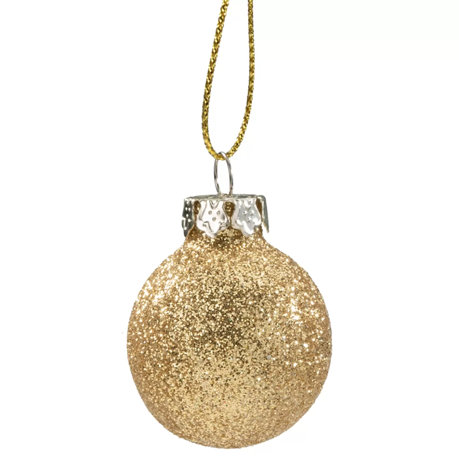 * Tree Baubles And Set Offers>Glass Bauble Gold With Glitter, 3Cm