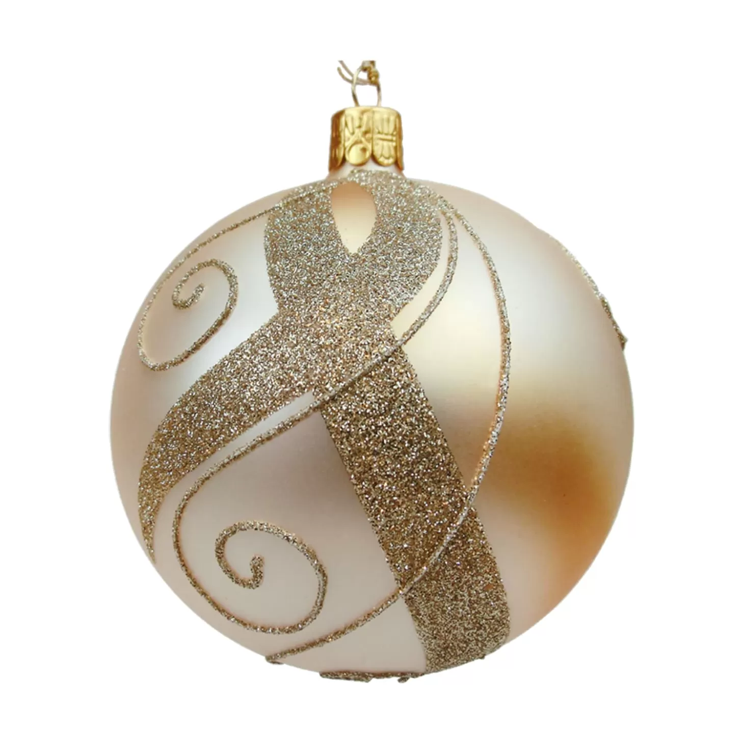 * Tree Baubles And Set Offers>Glass Bauble Gold With Golden Decor, 10 Cm