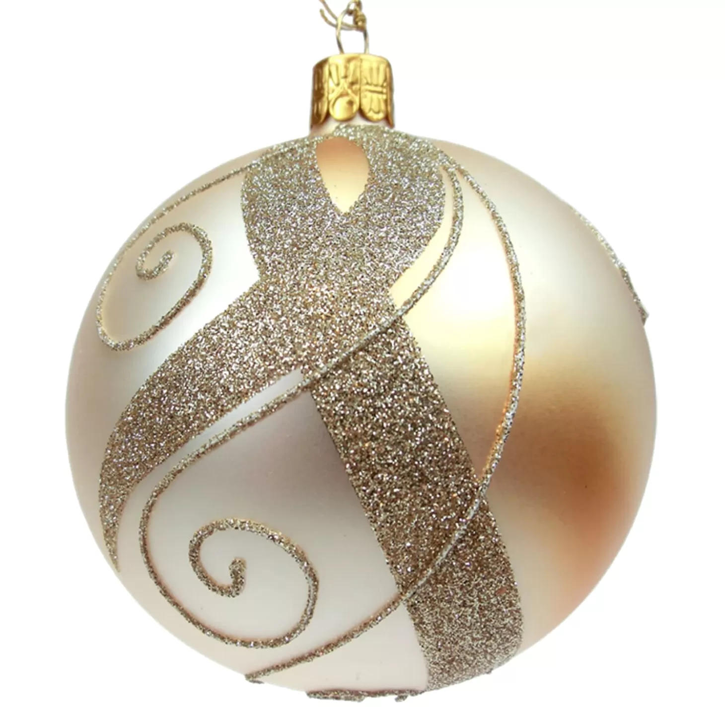 * Tree Baubles And Set Offers>Glass Bauble Gold With Golden Decor, 8 Cm