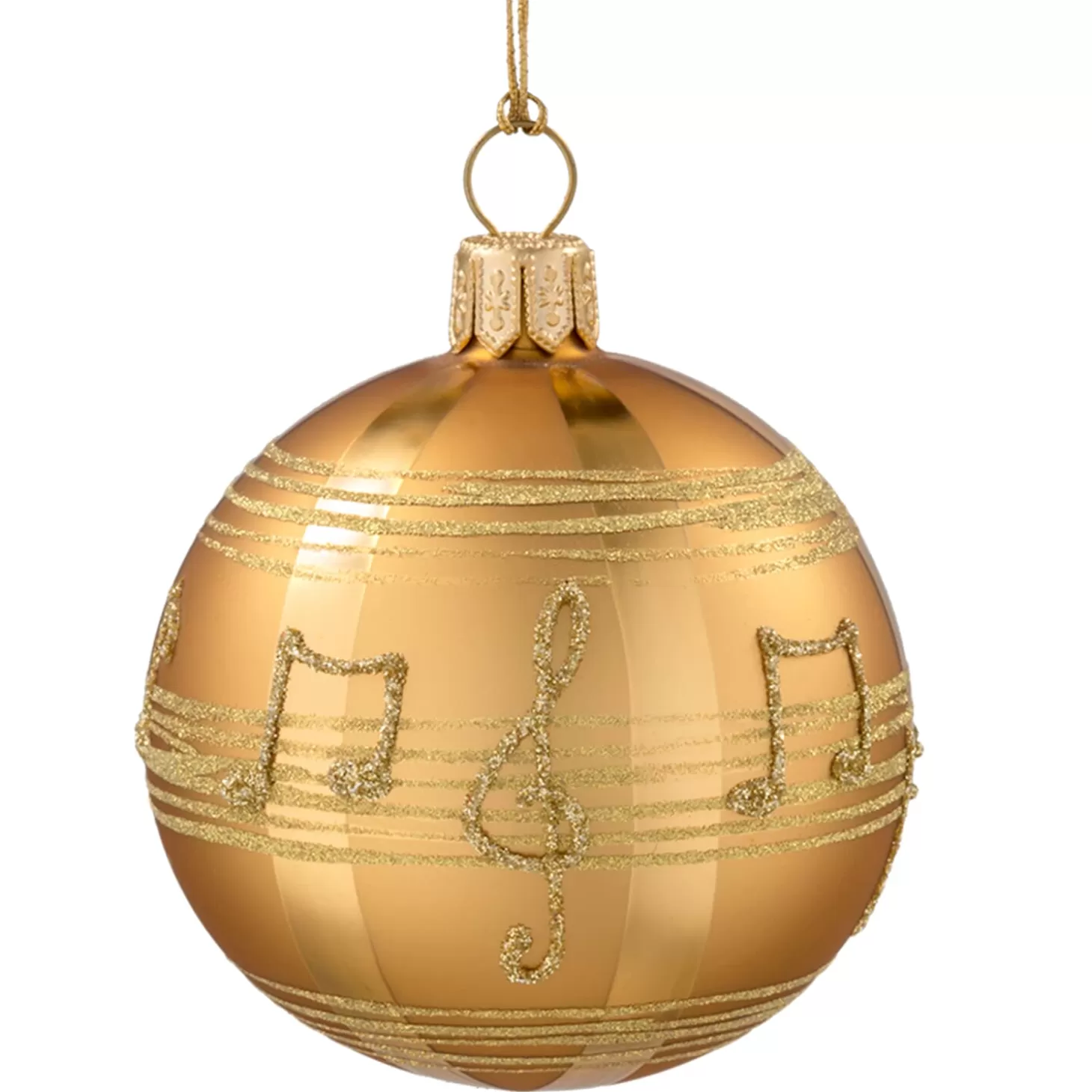 * Tree Baubles And Set Offers>Glass Bauble Gold-Coloured With Musical Notes, 8 Cm