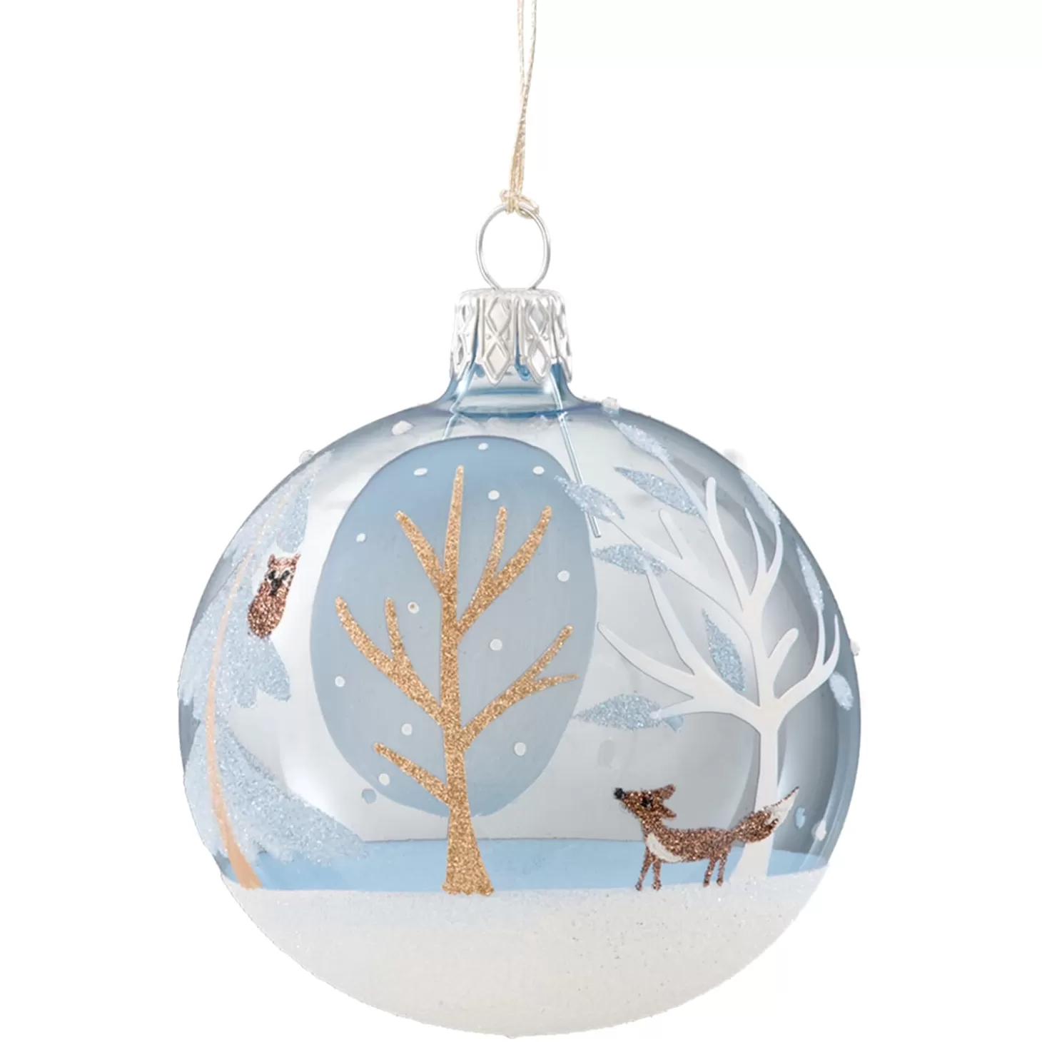 * Tree Baubles And Set Offers>Glass Bauble Light Blue "Winter Forest", 7 Cm