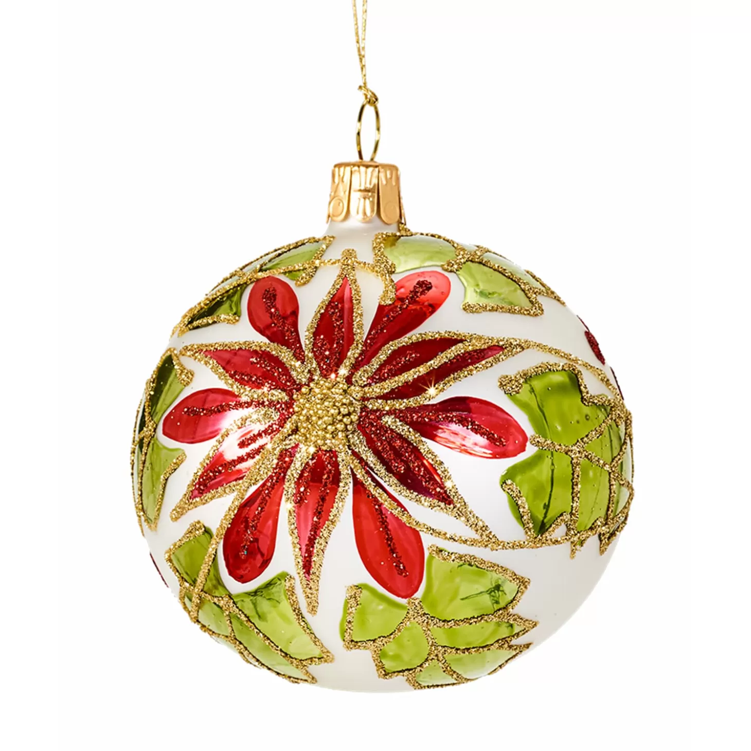 * Tree Baubles And Set Offers>Glass Bauble Poinsettia, 7 Cm