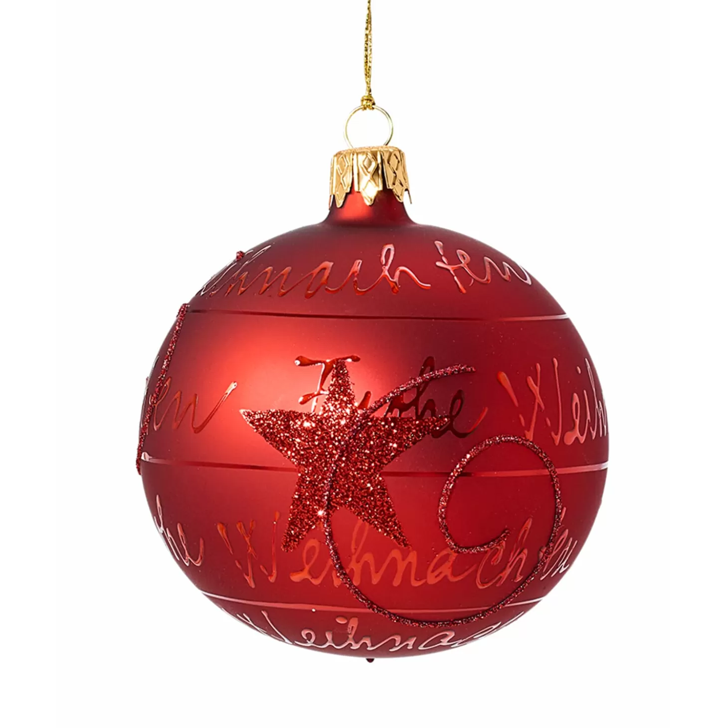 * Tree Baubles And Set Offers>Glass Bauble Red "Frohe Weihnachten", 8 Cm