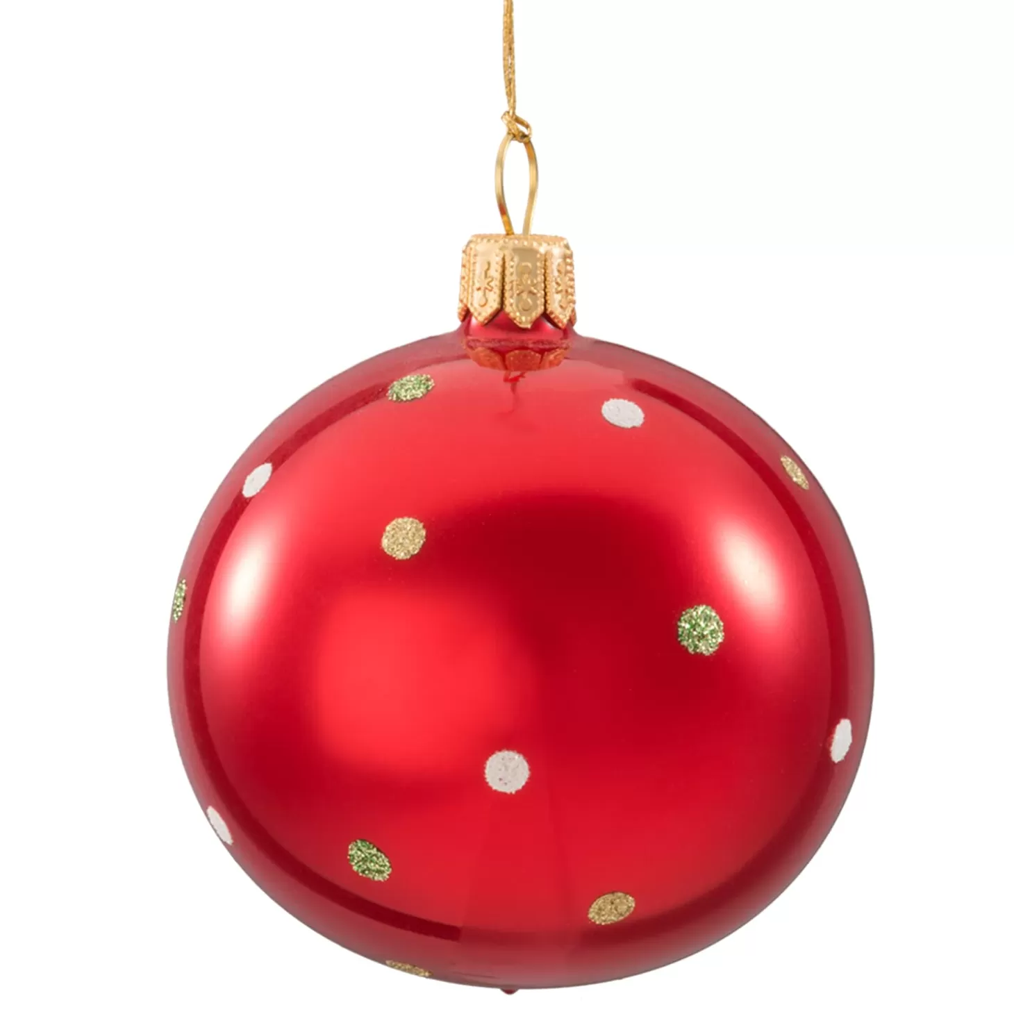 * Tree Baubles And Set Offers>Glass Bauble Red Opalescent With Dots, 7 Cm