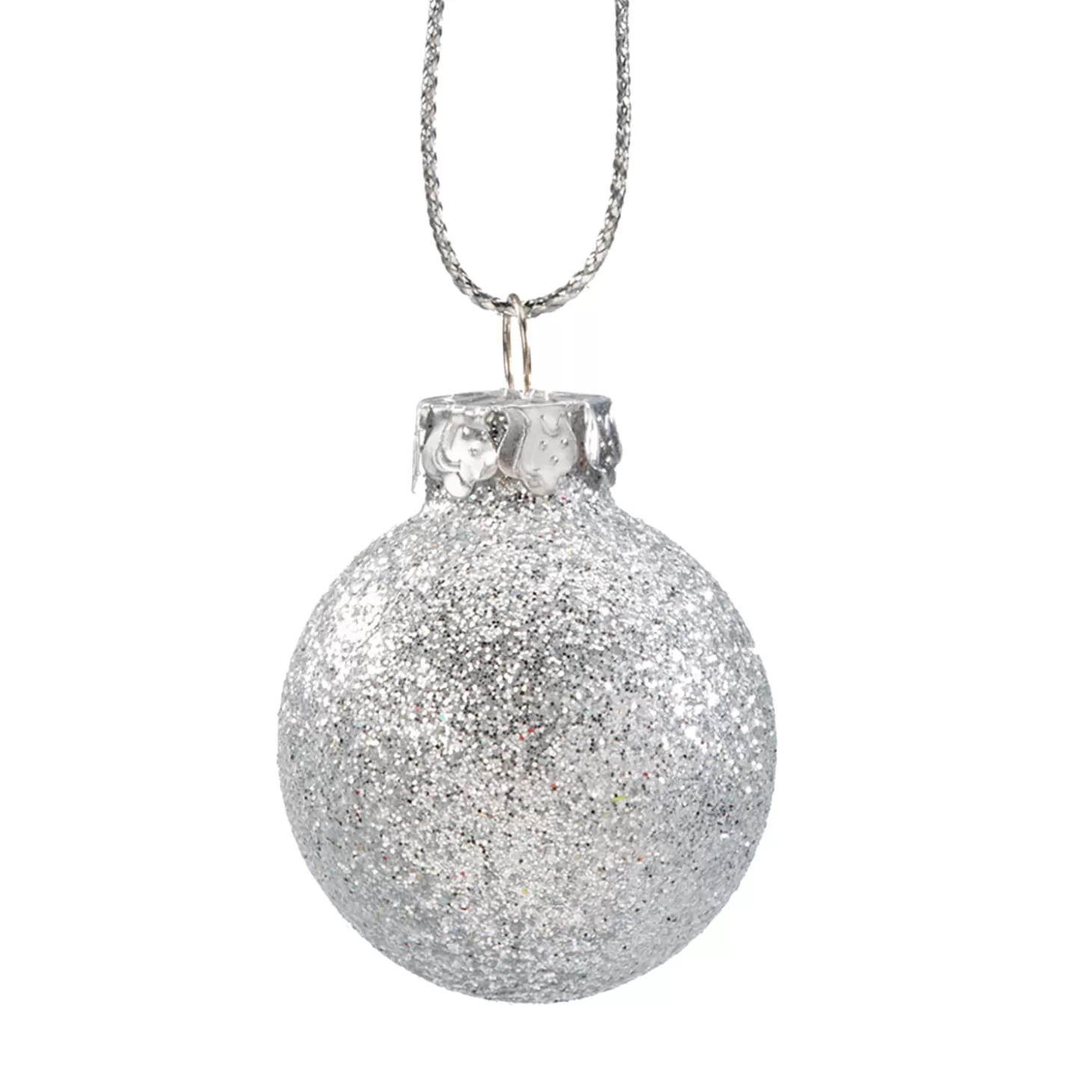 * Tree Baubles And Set Offers>Glass Bauble Silver With Glitter, 3Cm
