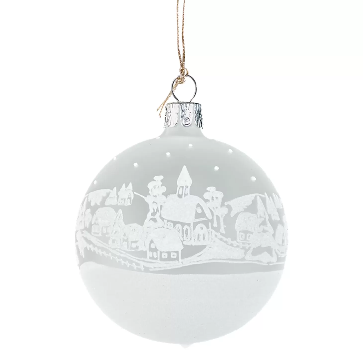 * Tree Baubles And Set Offers>Glass Bauble White Matt "Christmas Village", 7 Cm