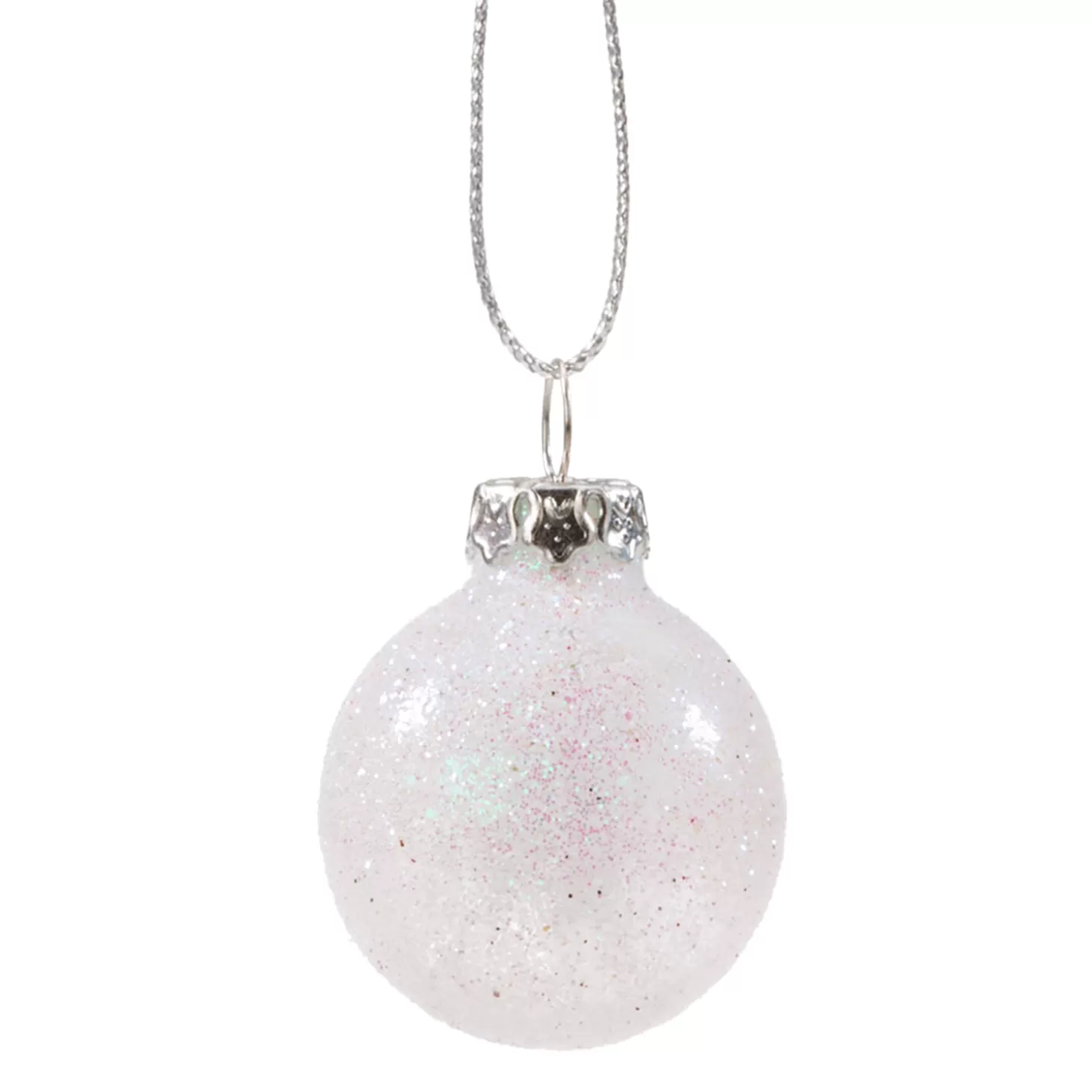* Tree Baubles And Set Offers>Glass Bauble White With Silver Glimmer, 3 Cm