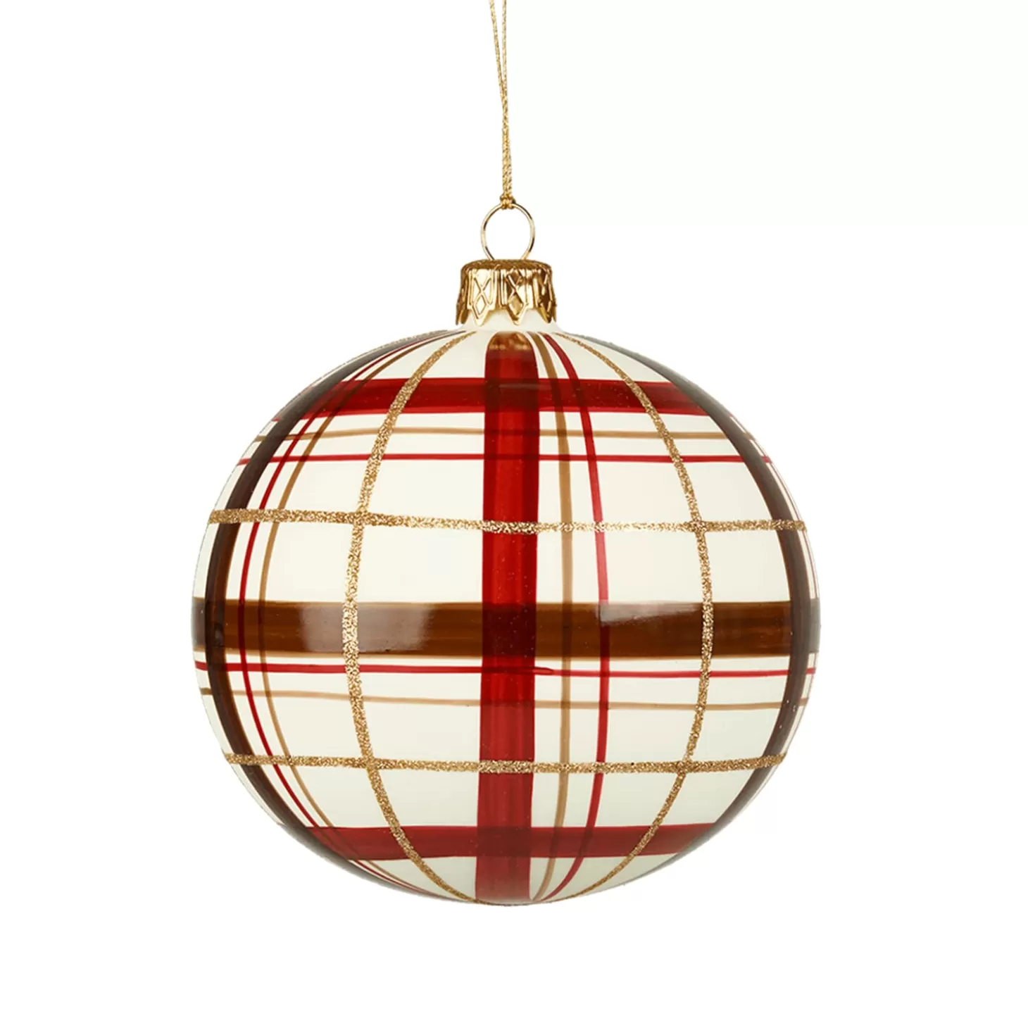 * Tree Baubles And Set Offers>Glass Bauble With Check Pattern White Matt, 10Cm