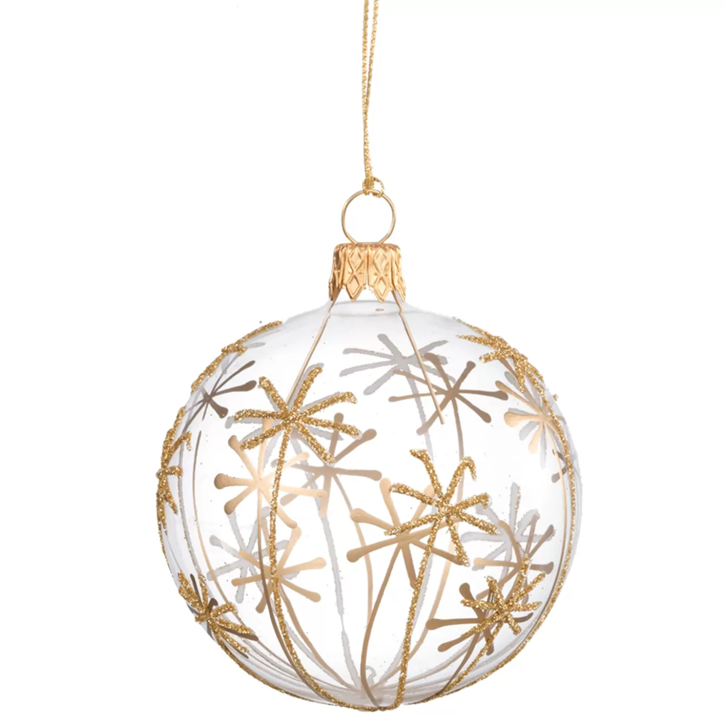 * Tree Baubles And Set Offers>Glass Bauble With Golden Stars, 7 Cm