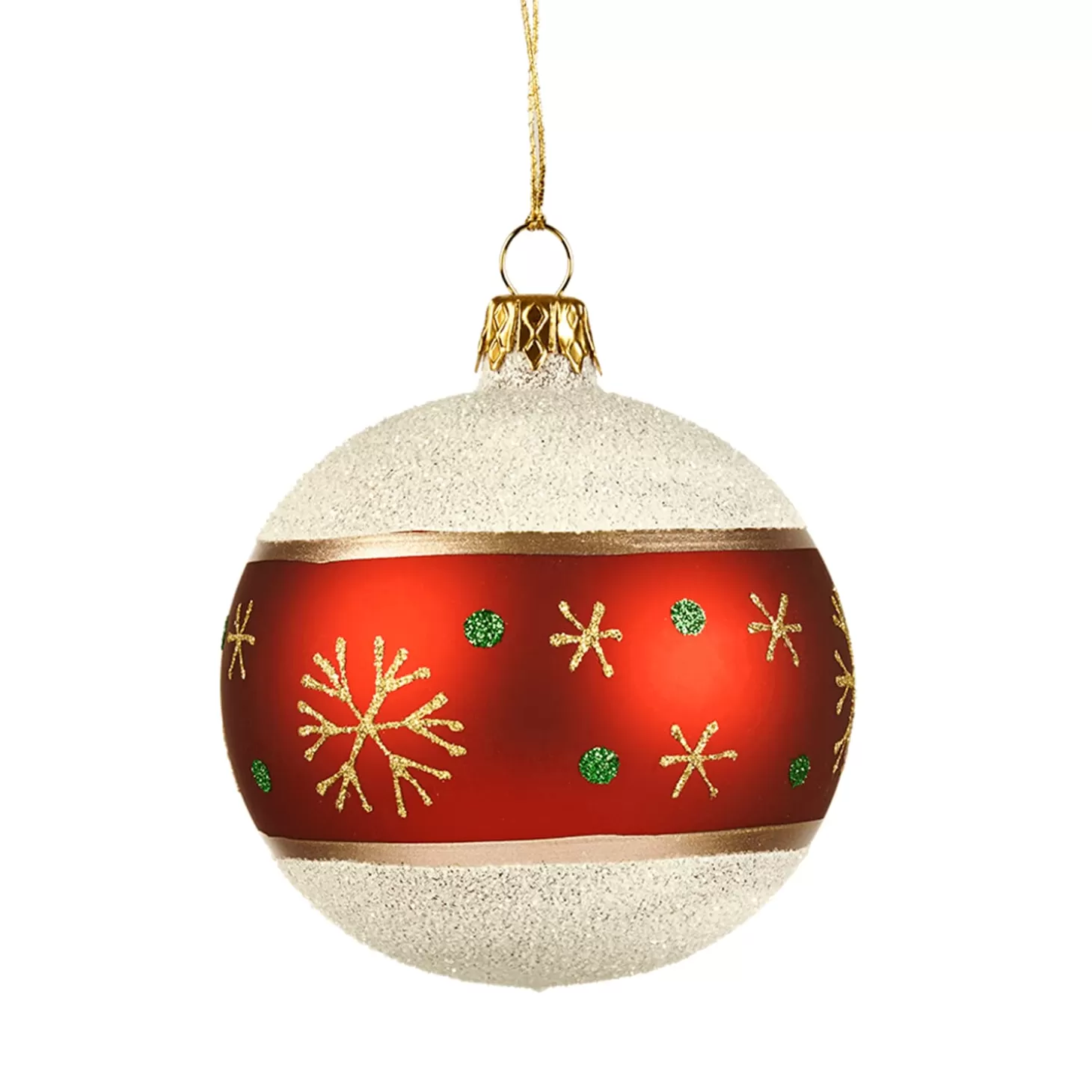 * Tree Baubles And Set Offers>Glass Bauble With Snowflakes, 8Cm