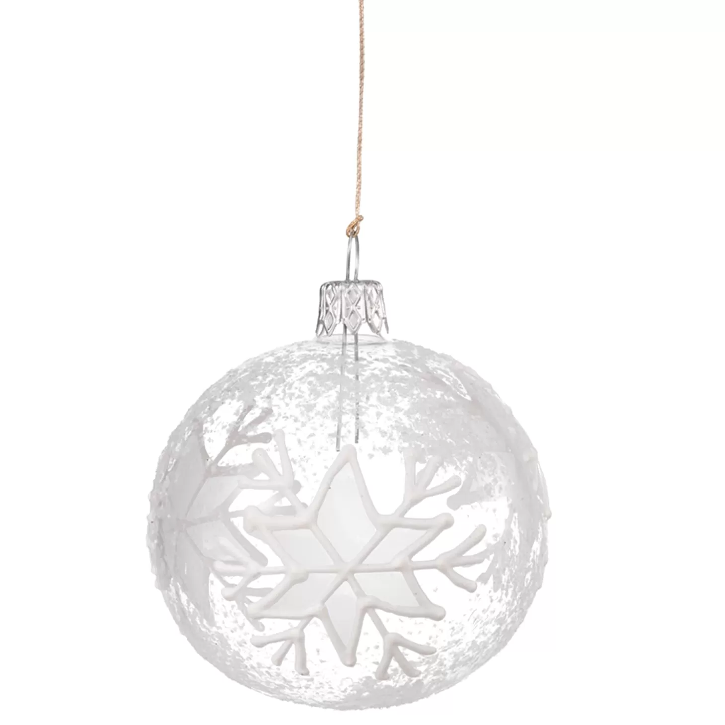 * Tree Baubles And Set Offers>Glass Bauble With White Flakes, 7 Cm