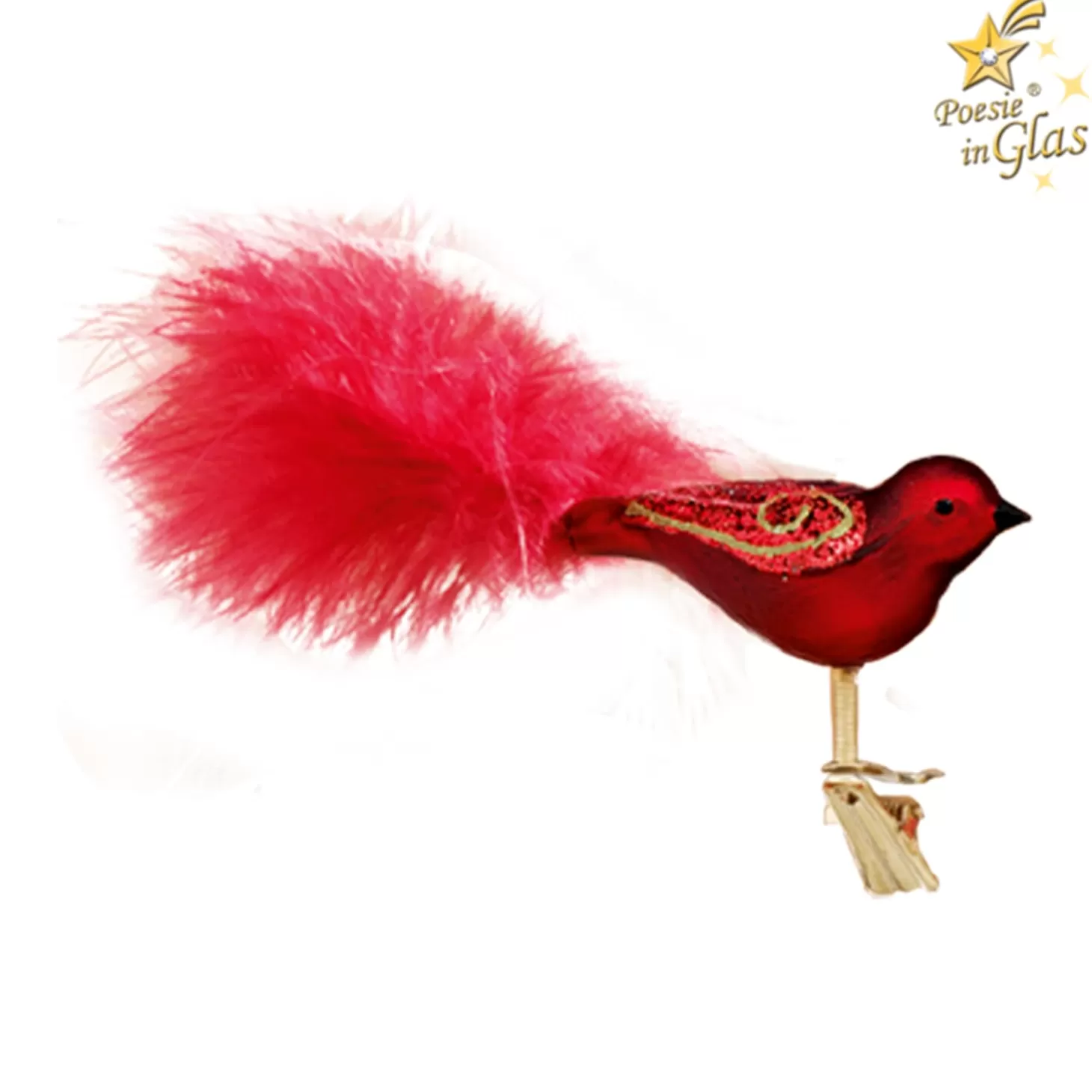 Poesie in Glas Glass Tree Decorations>Glass Bird, Bordeaux