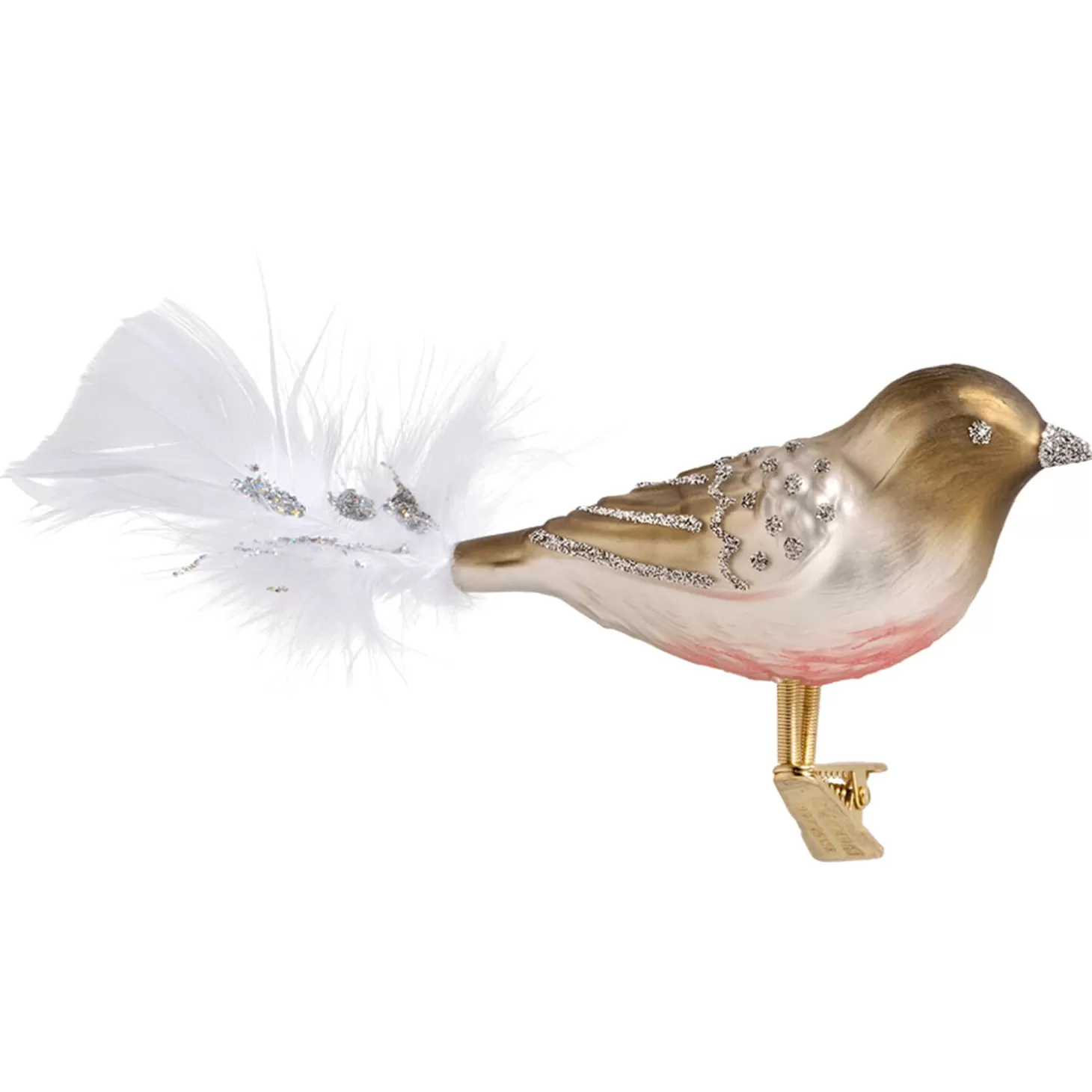 Poesie in Glas Glass Tree Decorations>Glass Bird Brown-Silver
