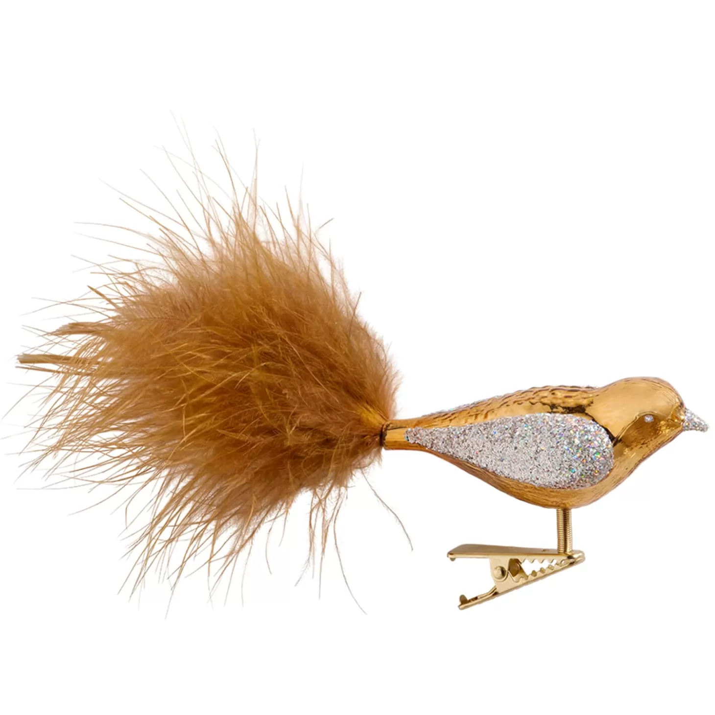 Poesie in Glas Glass Tree Decorations>Glass Bird Copper-Silver