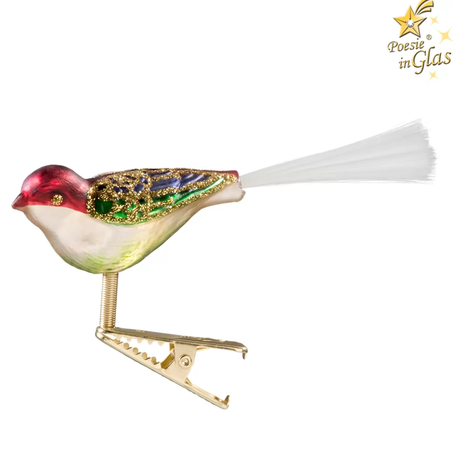 Poesie in Glas Glass Tree Decorations>Glass Bird Gold-Multicolored