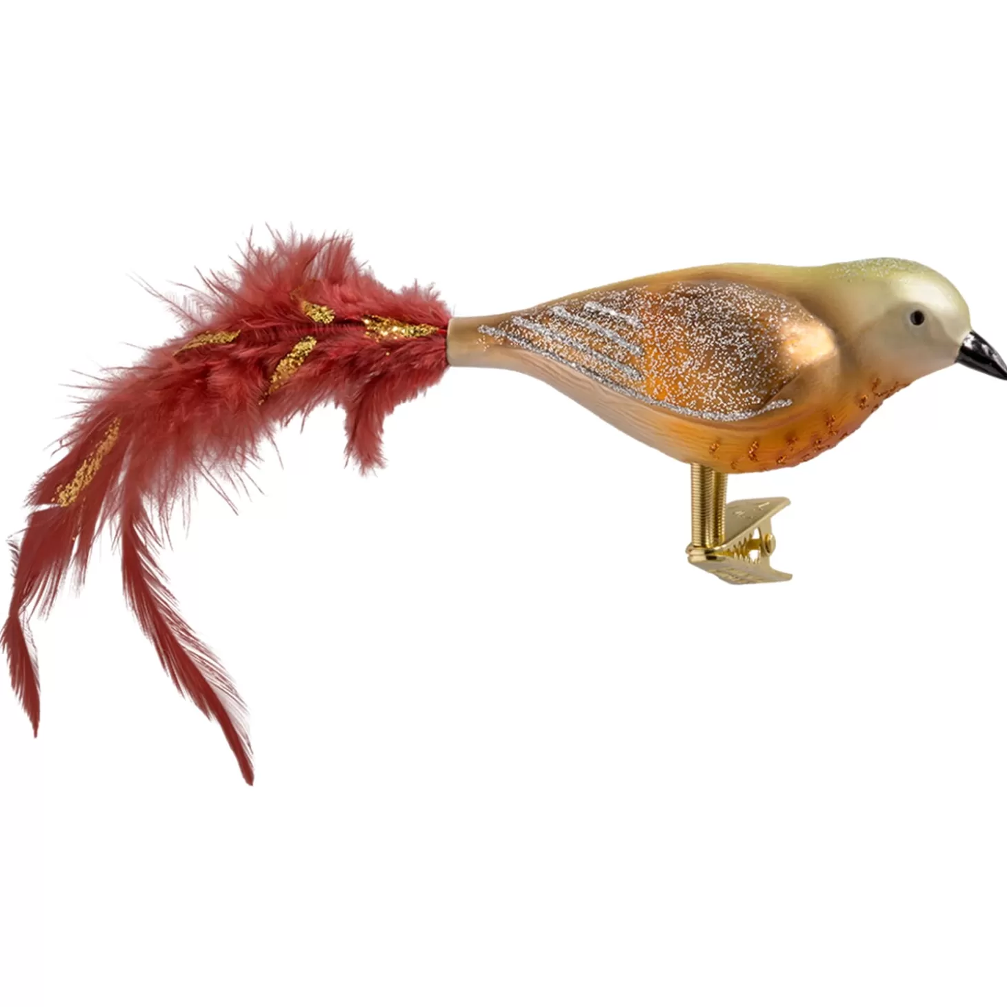 Poesie in Glas Glass Tree Decorations>Glass Bird Green-Brown