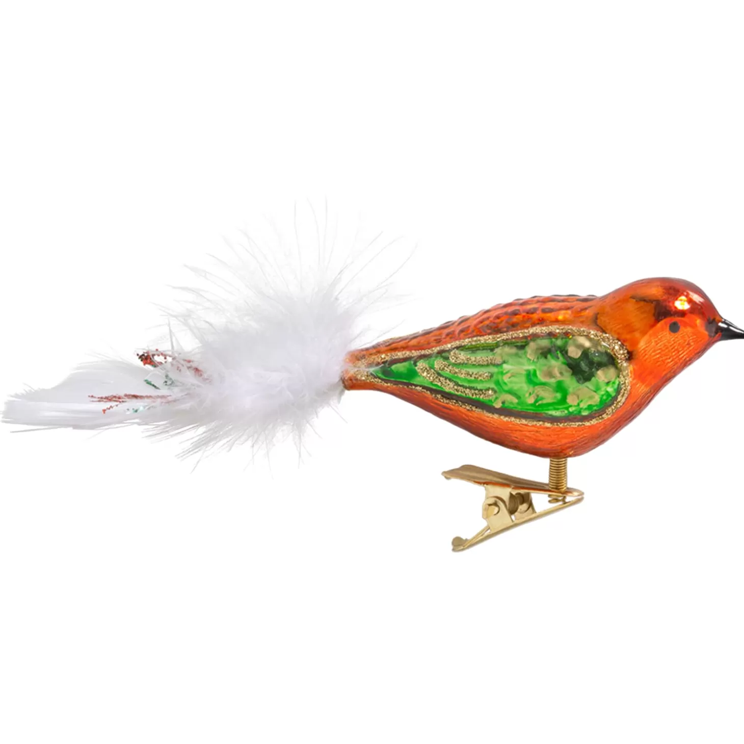Poesie in Glas Glass Tree Decorations>Glass Bird Orange-Green