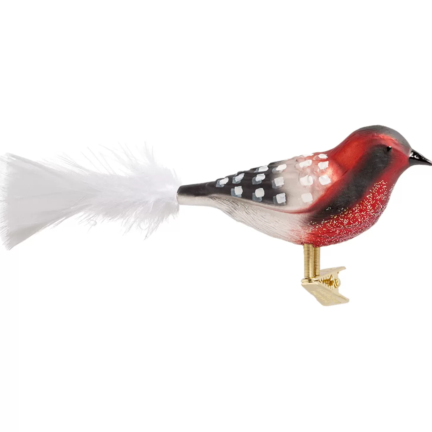 Poesie in Glas Glass Tree Decorations>Glass Bird Red-Black-White