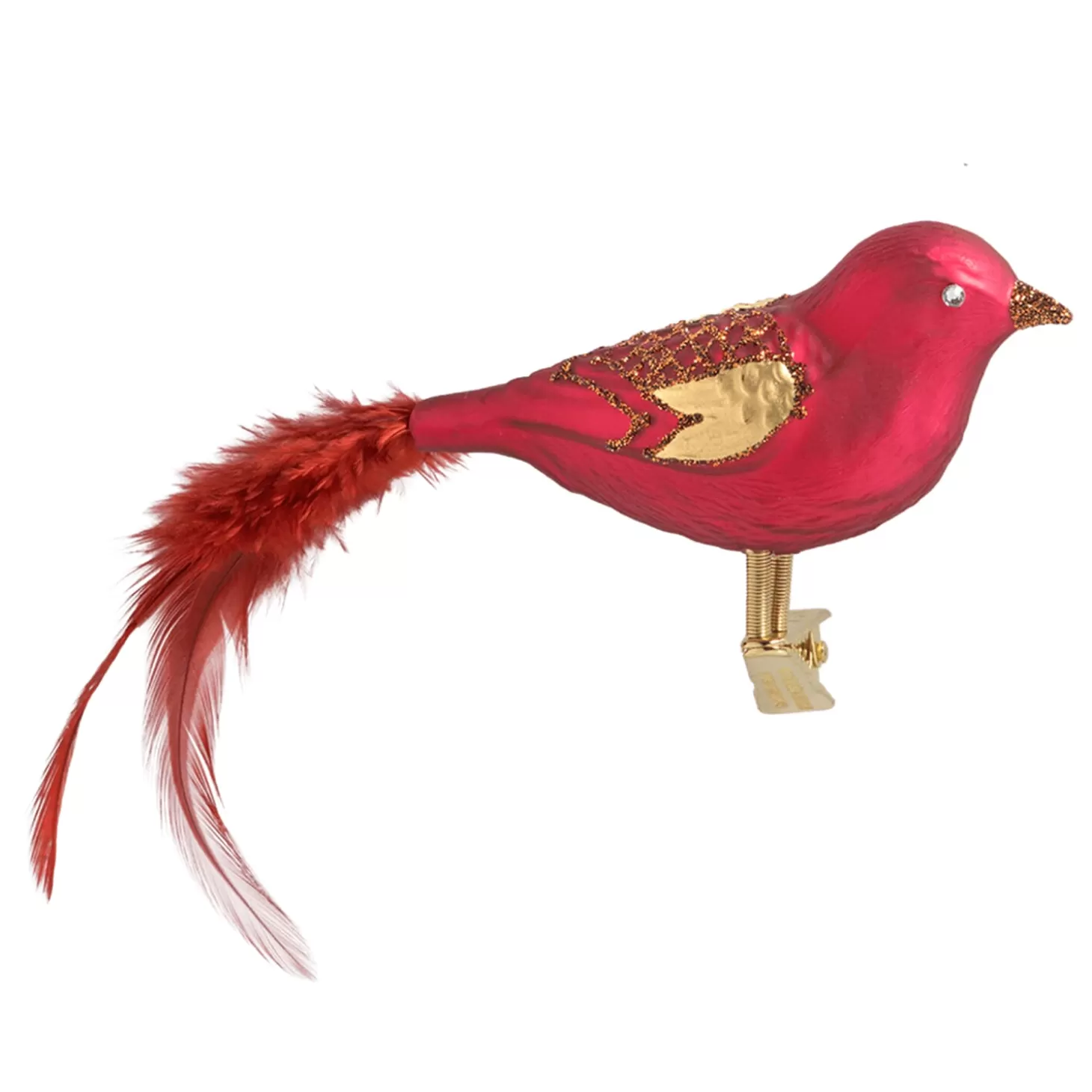 Poesie in Glas Glass Tree Decorations>Glass Bird, Red-Copper