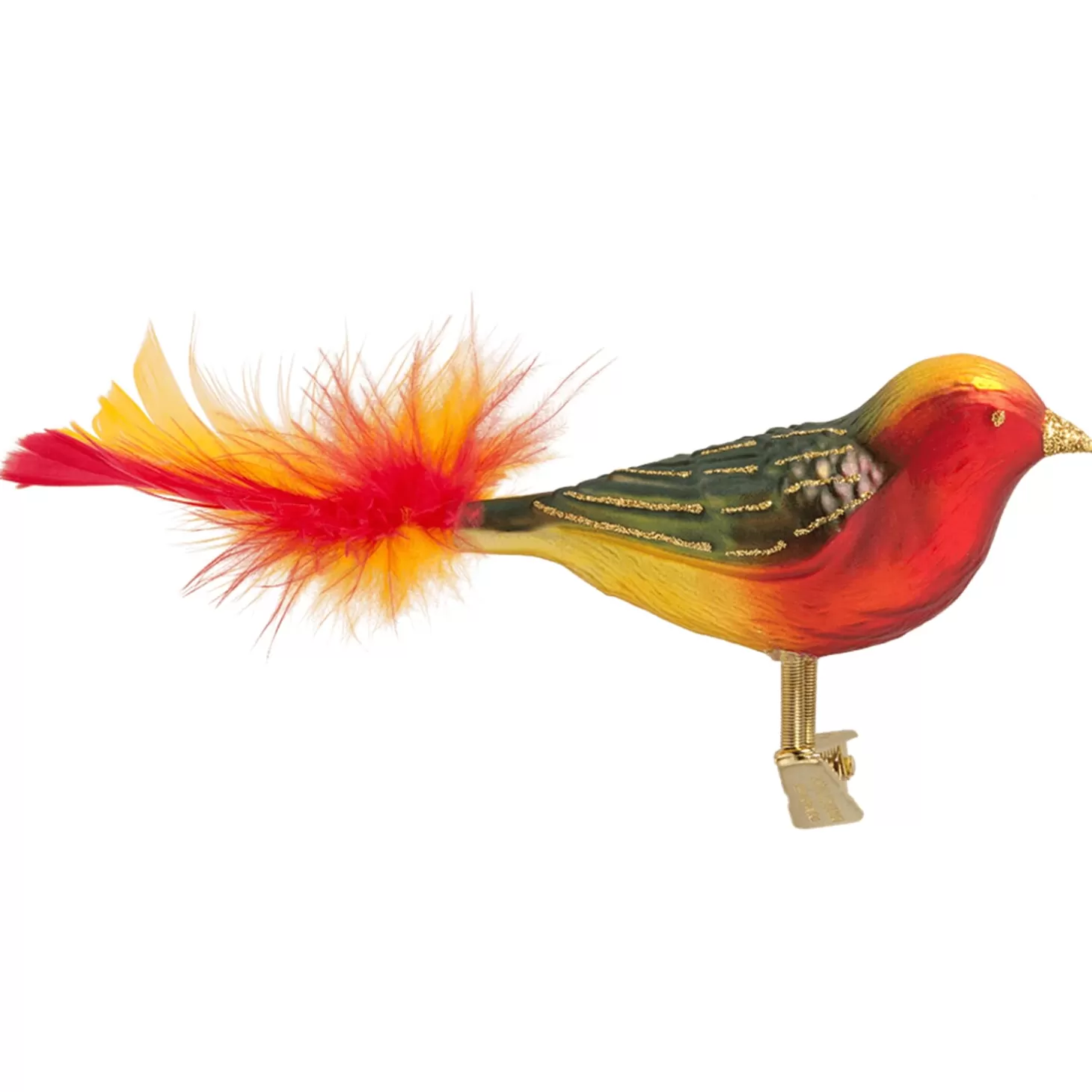 Poesie in Glas Glass Tree Decorations>Glass Bird, Red-Green